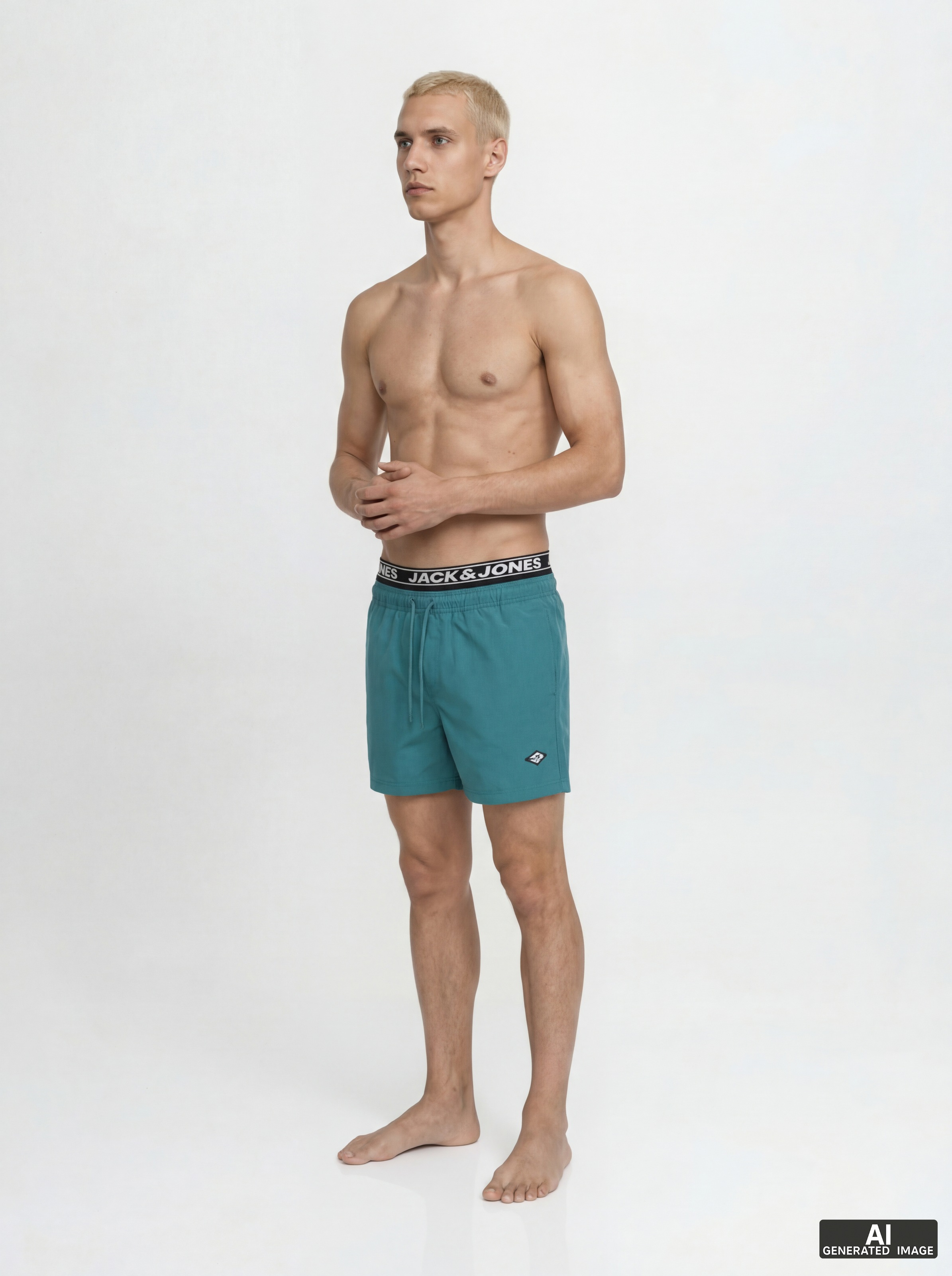 Jack & Jones Badeshorts »JPSTMAUI SURF DOUBLE WB SWIM SHORTS« Kunstfaser, Elastisches Taillenbund, Logo-Detail