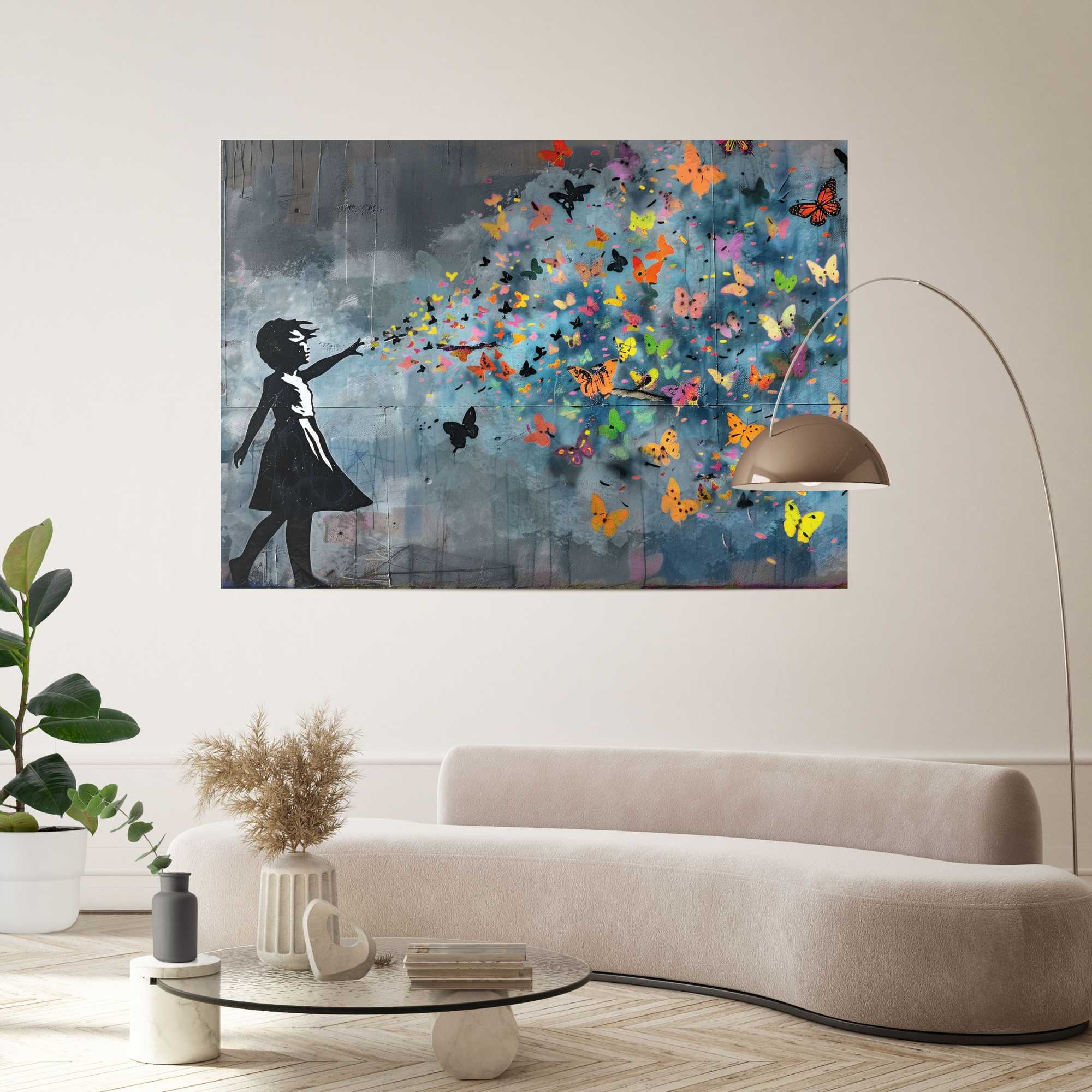 Image of Reinders Poster "Schmetterlingsregen" 1 Stk. tlg. Wohnzimmer - Blau - Papier - Street Art - 140x100 cm