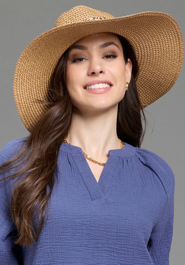 Laura Scott Sonnenhut mit modischem Leopard Schleifenband