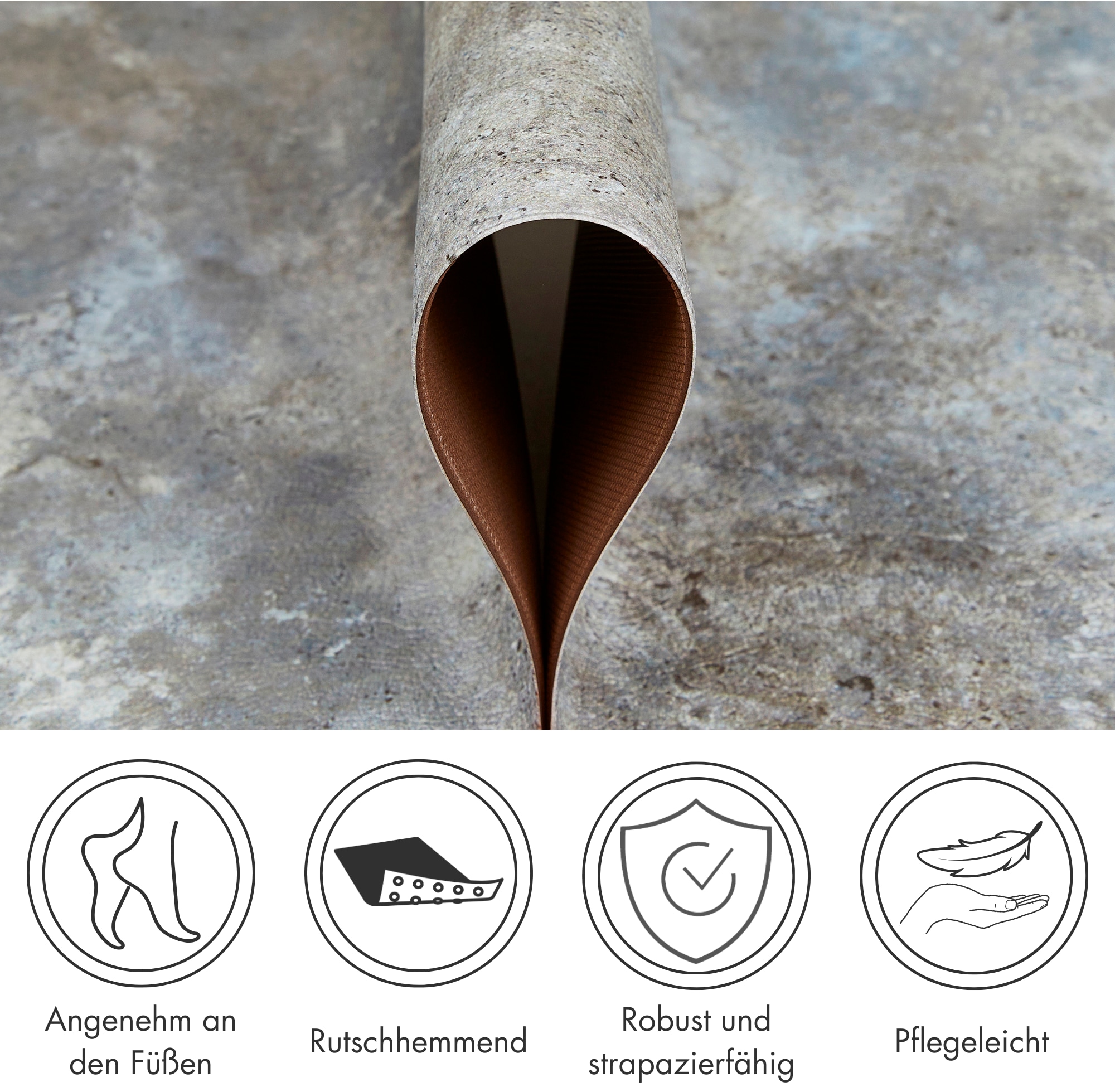 Andiamo Vinylteppich »Marrakesch«, rechteckig, 3,5 mm Höhe, abwischbar, rutschhemmend, Fliesen oder Beton Design, auch als Läufer