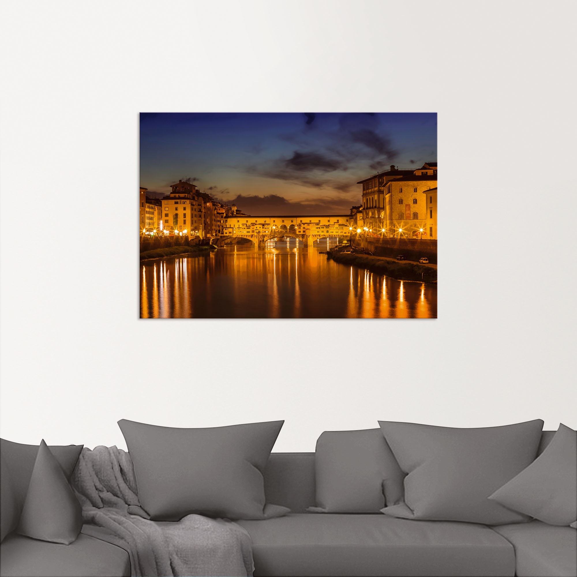 Artland Wandbild »FLORENZ Ponte Vecchio am Abend«, Florenz, (1 St.), als Alubild, Outdoorbild, Leinwandbild in verschied. Grössen