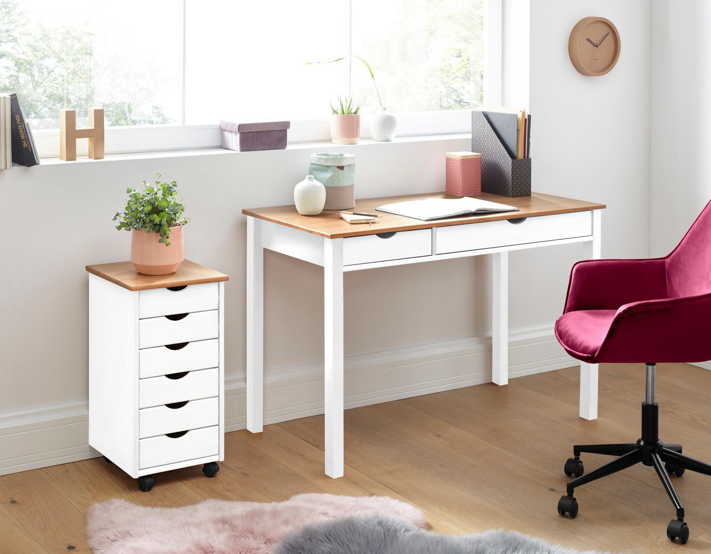 INOSIGN Kommode »Gava« massives Kiefernholz, mit vielen Stauraummöglichkeiten, Breite 34 cm