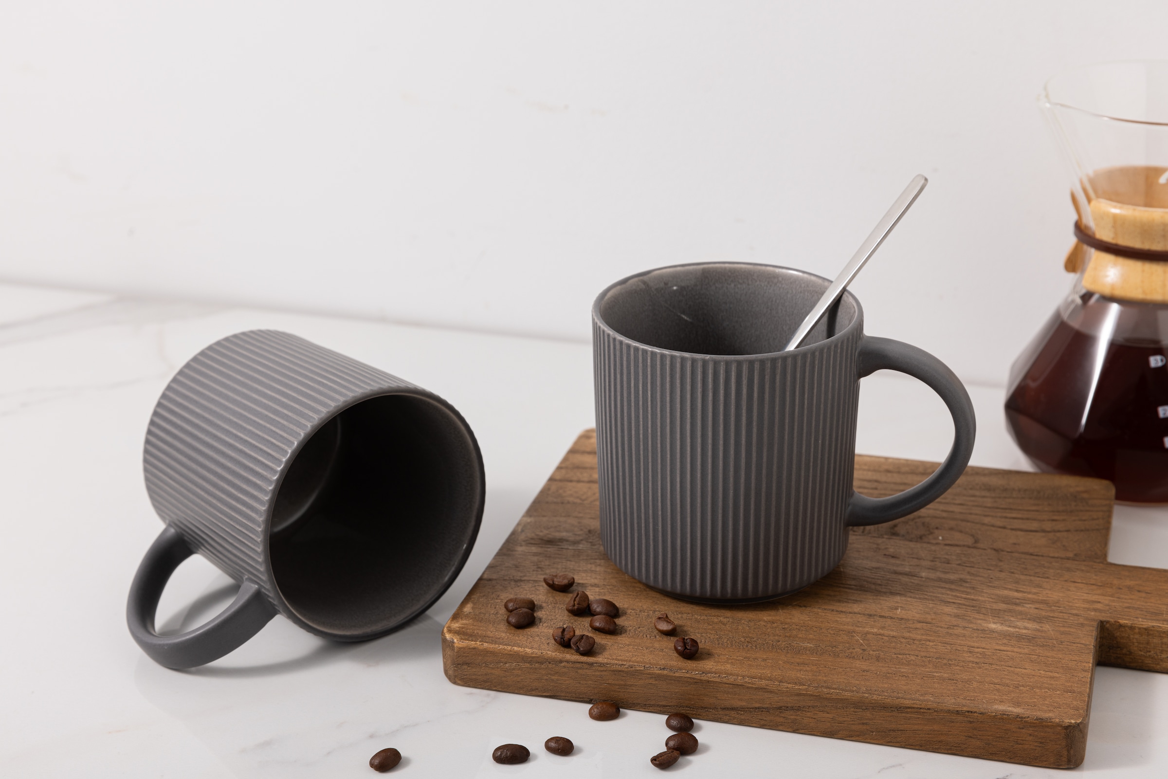 GOODproduct Becher »Kaffeebecher Ylvii, 6er Set« Riffeloptik, spülmaschinenfest und mikrowellengeeignet, 460 ml