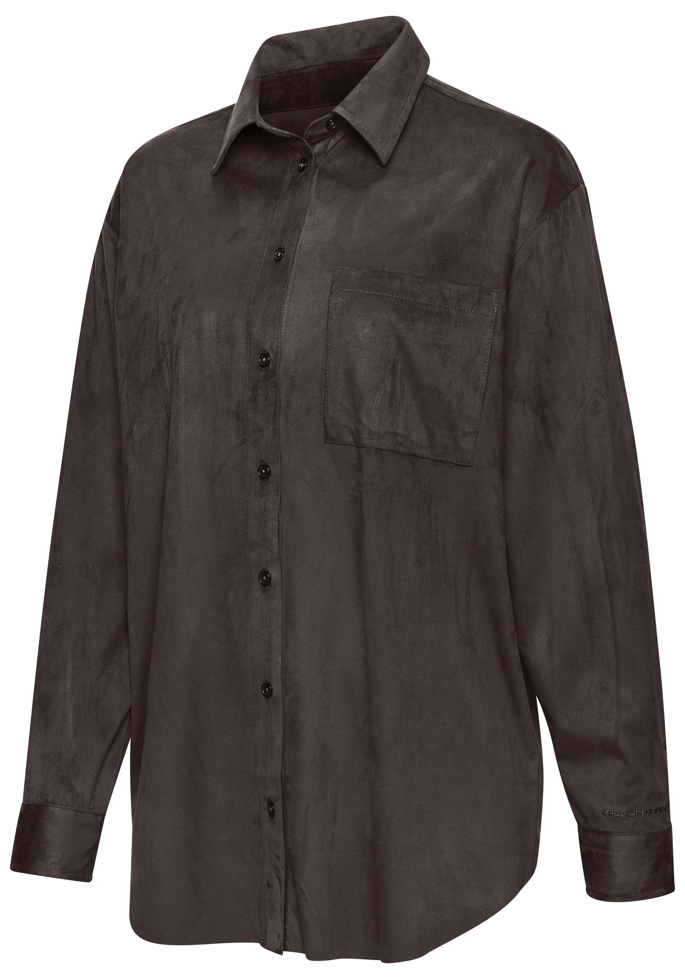 French Connection Langarmhemd aus Veloursleder-Imitat mit aufgesetzter Tasche, Loungewear