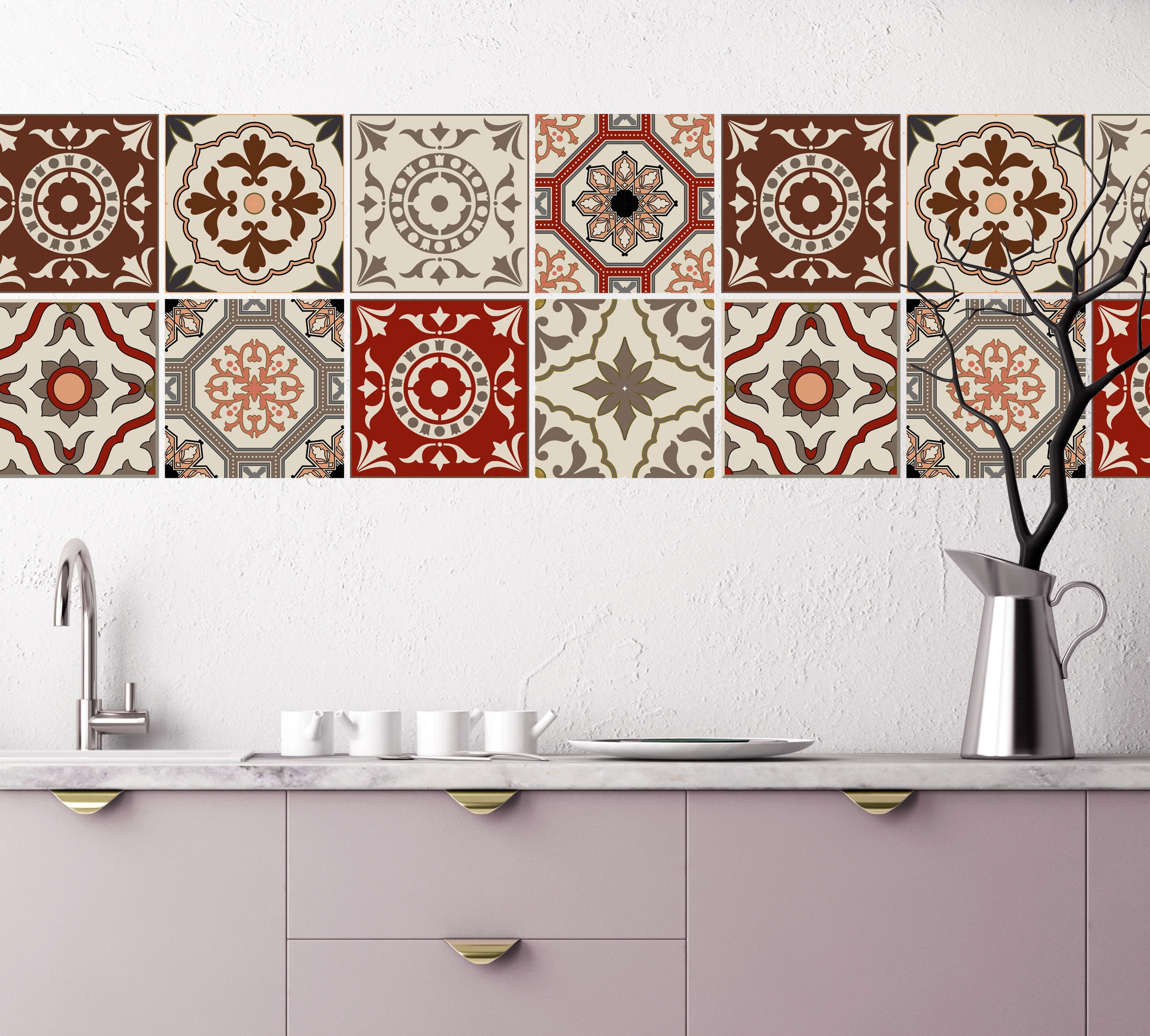 Home affaire Fliesenaufkleber »Ornamente«, Stickerfliesen, selbstklebend, Sticker, 12er Set