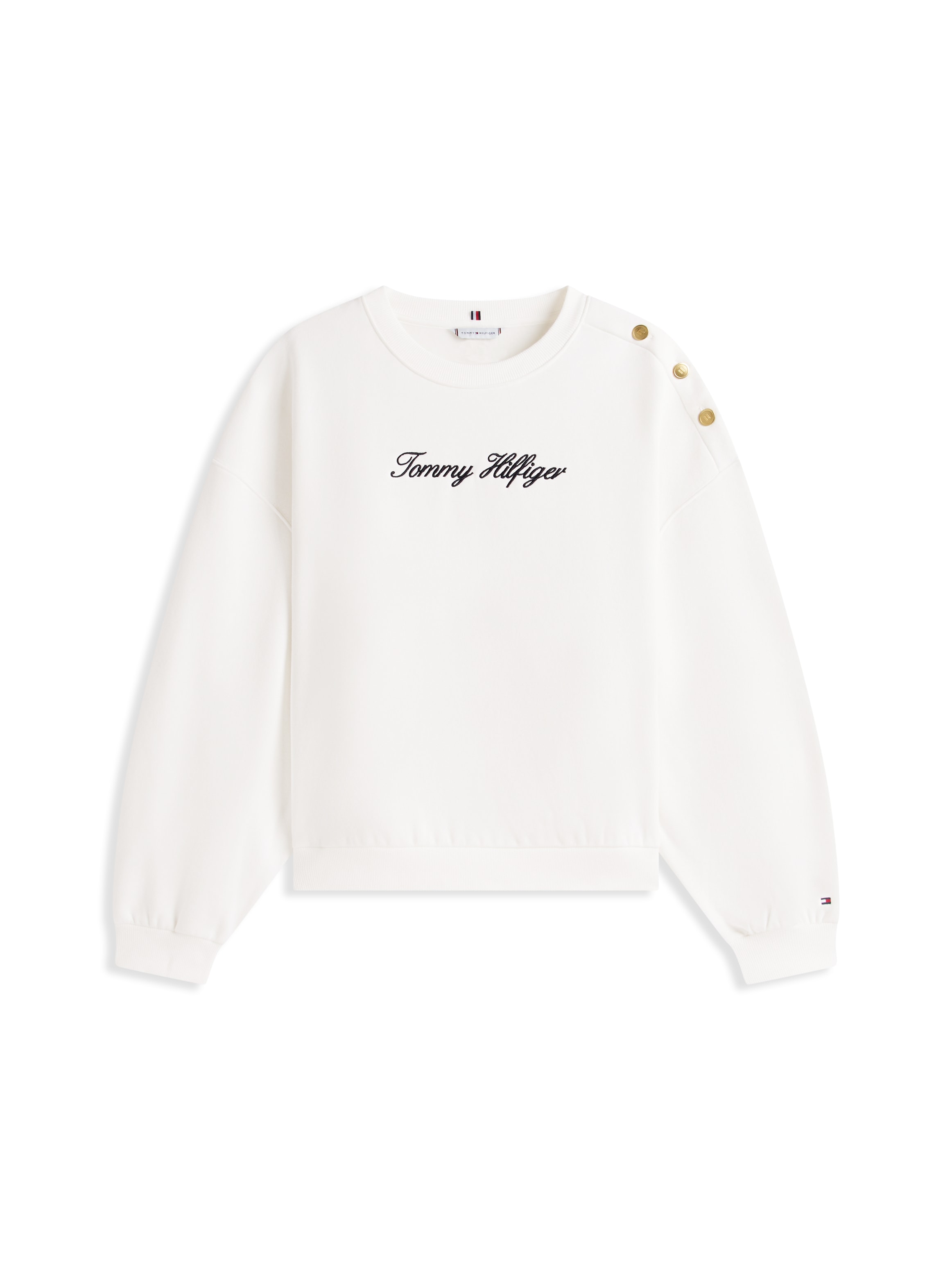 Tommy Hilfiger Curve Sweatshirt »CRV GOLD BTN SCRIPT FLEECE SWRT«, in grossen Grössen, mit goldfarbenen Zier-Knöpfen
