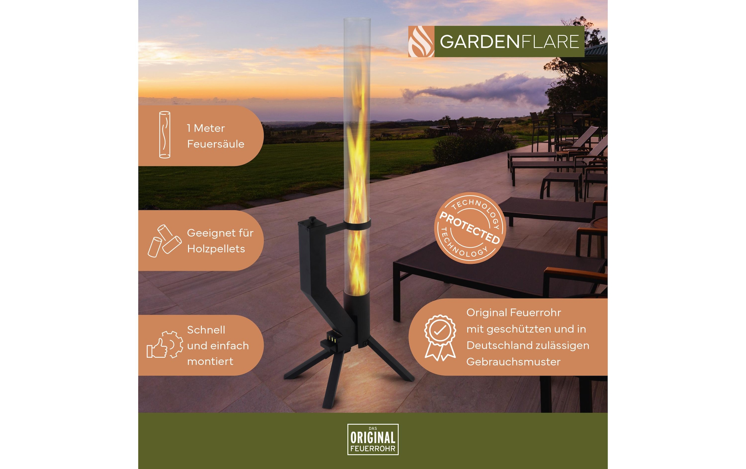   Feuerstelle »Gardenflare Klassik Feuerrohr«