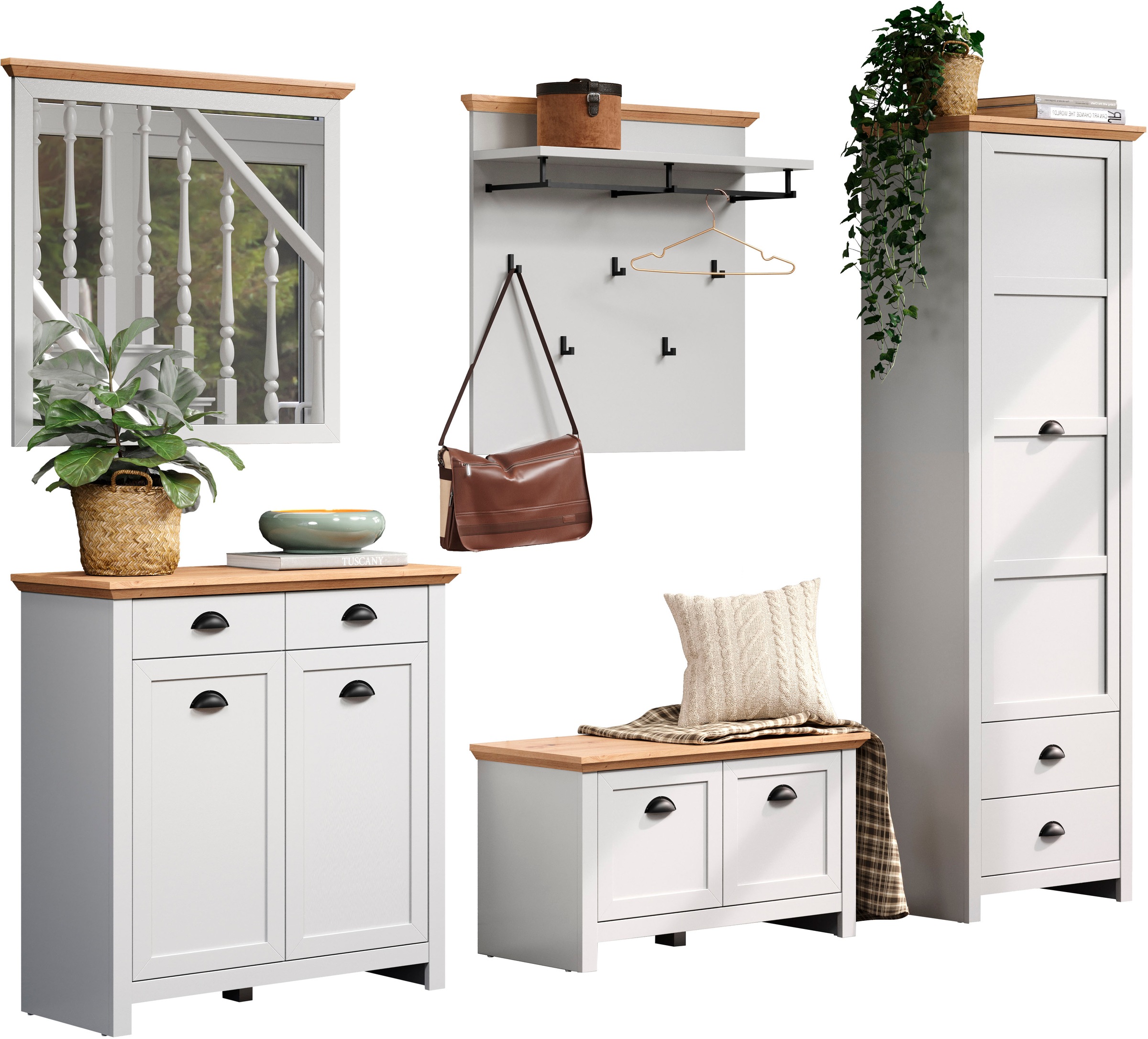 Home affaire Garderoben-Set »Herzwill«, (5 St.), 5-teiliges Sparset bestehend aus Schrank, Masse B/H/T ca.: 267/201/41cm
