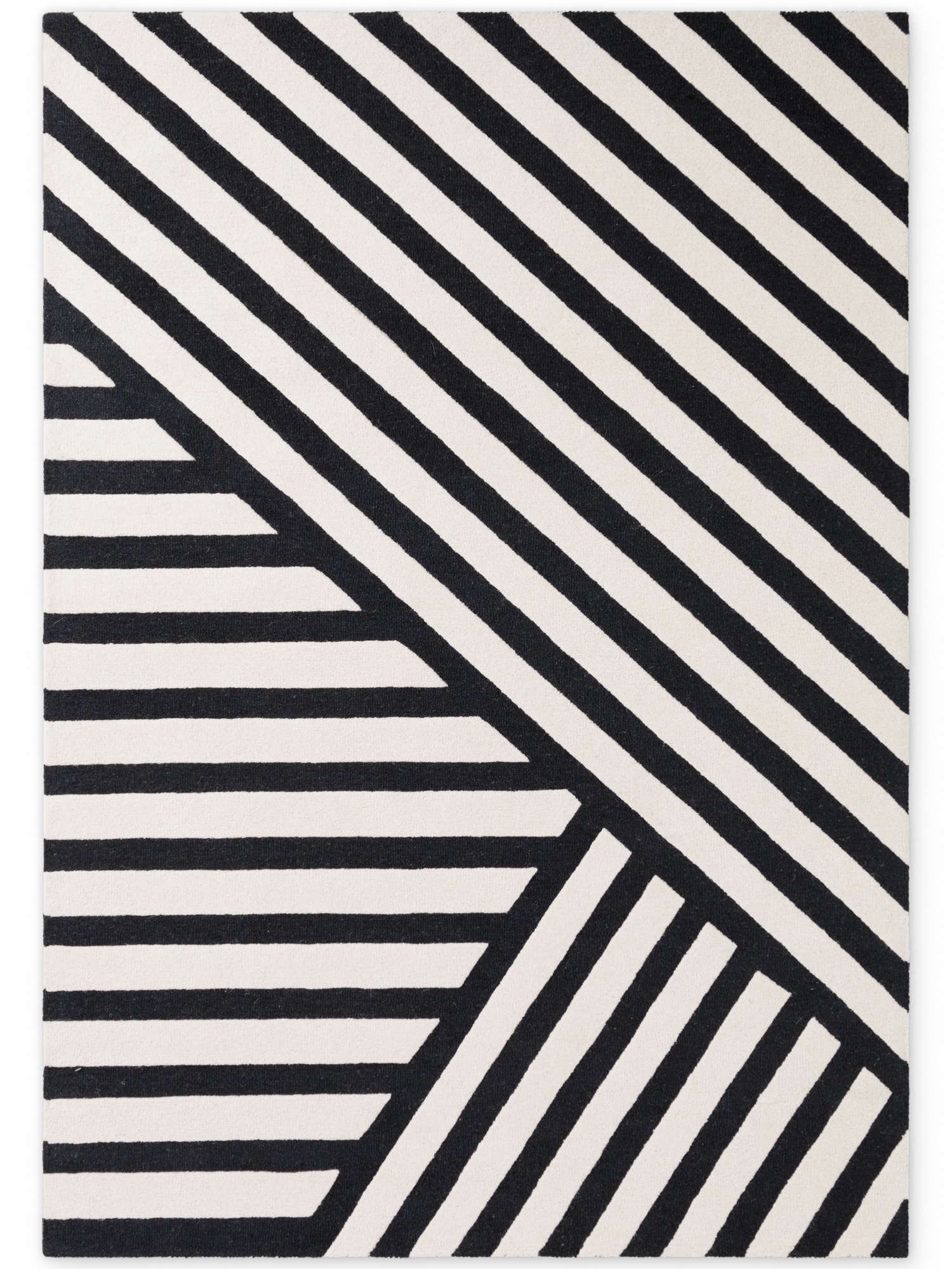 ELLE DECORATION Wollteppich »Noir« rechteckig 12 mm Höhe Wolle, Natur, Wohnzimmer, Schlafzimmer, Modern, Geometrisch, Streifen