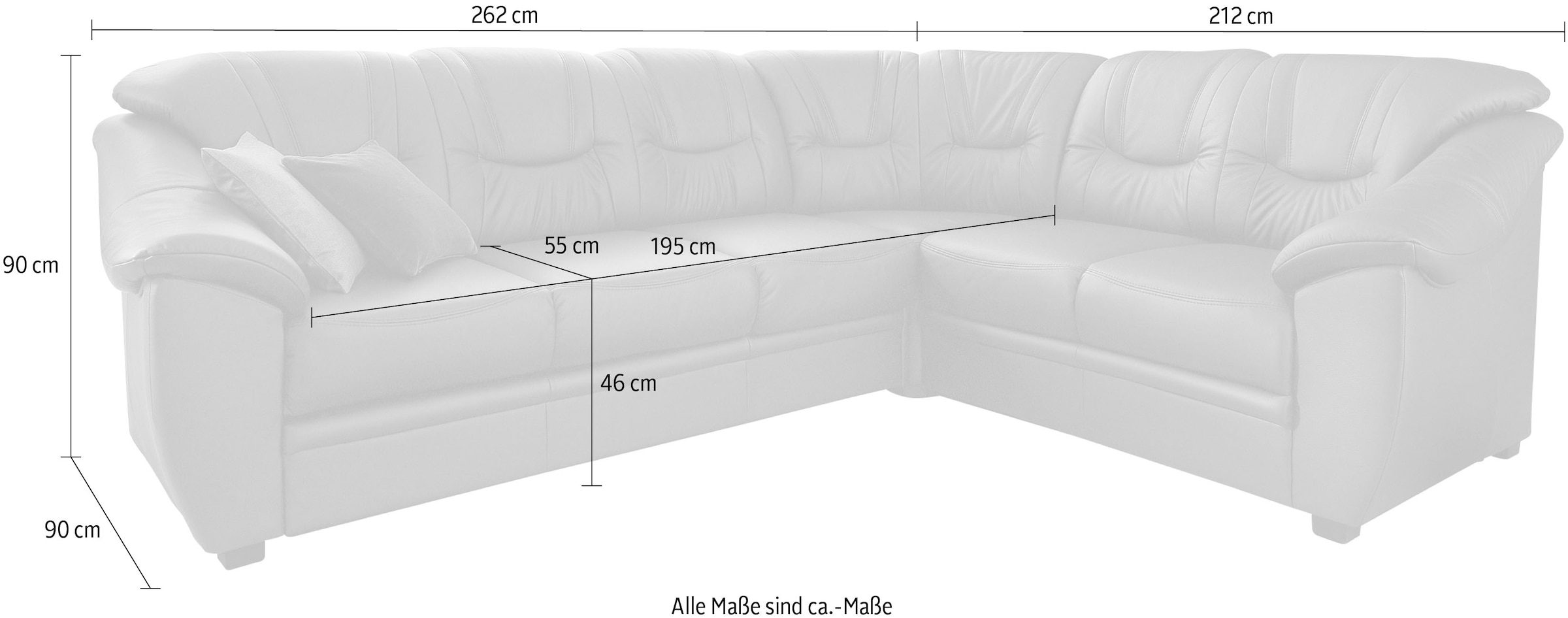 sit&more Ecksofa »Savona L-Form, B: 262 cm« optional Bettfunktion, Federkern