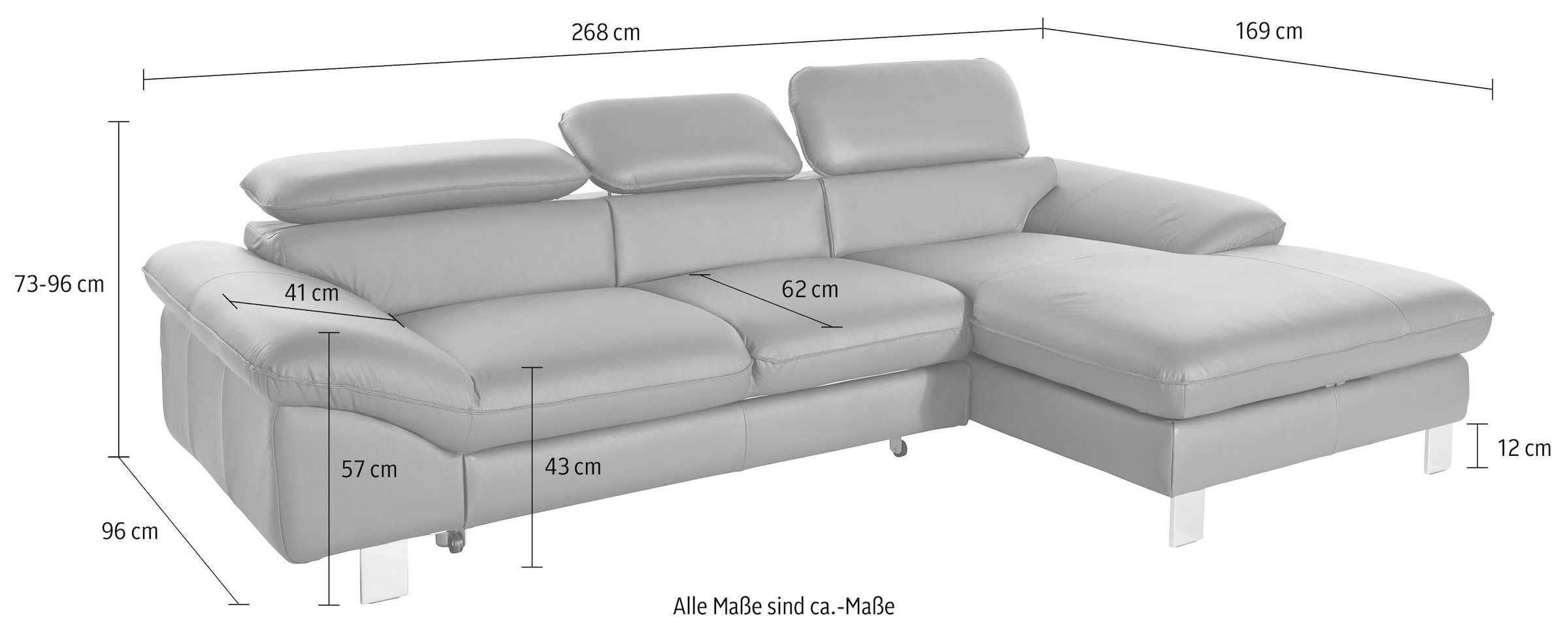 COTTA Polstergarnitur »Driver«, (Set), bestehend aus Ecksofa und Hocker, mit Kopfteilverstellung