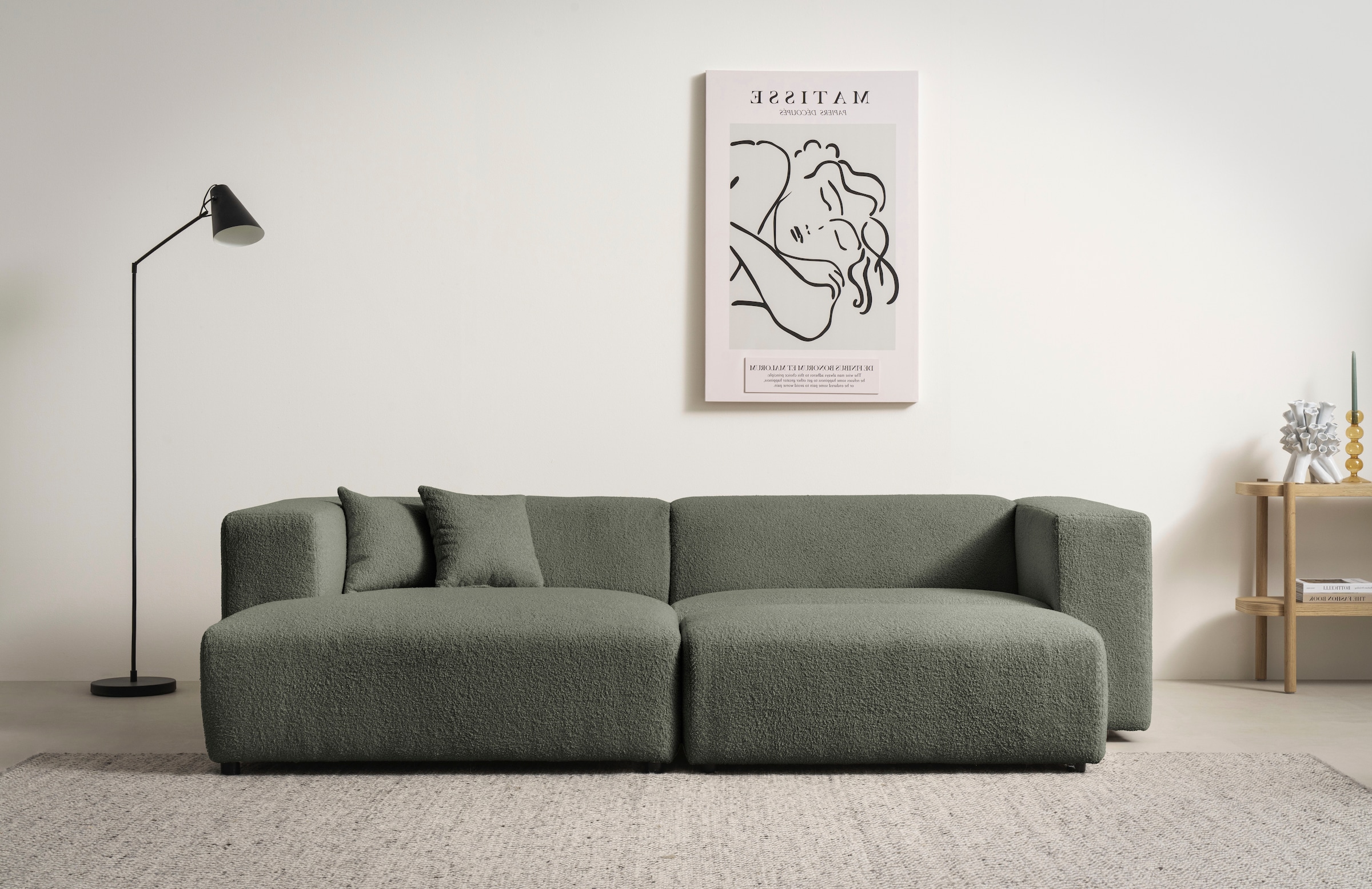 andas Polsterecke »BAKELS, Ecksofa-Set mit Hocker, L-Form mit Schlaffunktion«, Ecksofa-Set (incl. Hocker) im trendigen Megacord