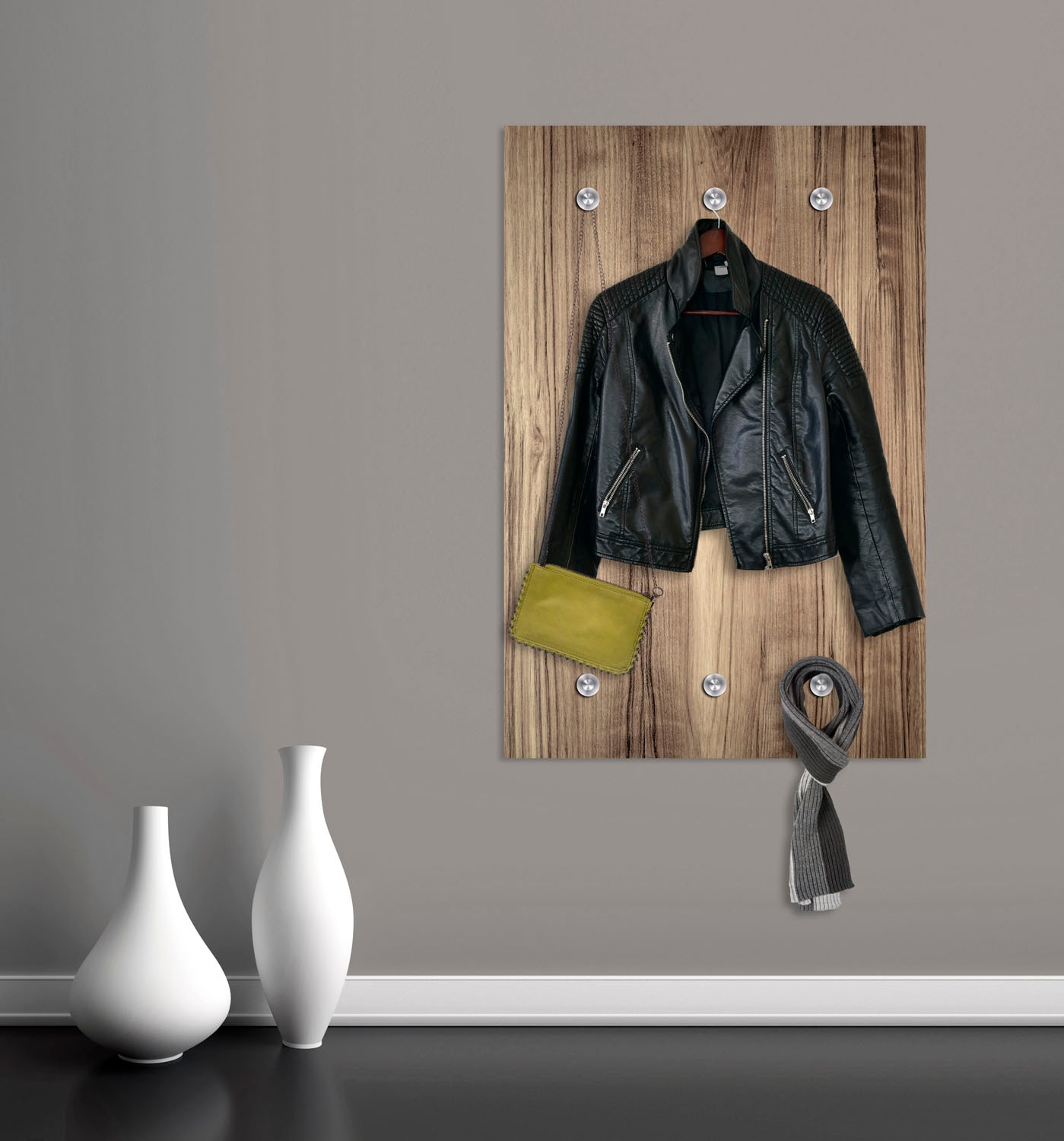 queence Barre de penderie »Holzoptik« mit 6 Haken, 80 x 120 cm