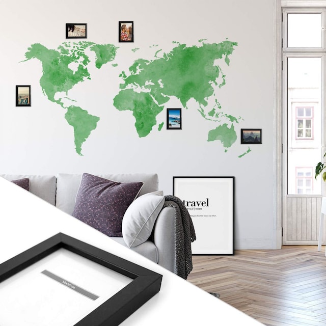 Wall-Art Wandtattoo »Grüne Weltkarte Bilderrahmen«, (1 St.) bequem kaufen