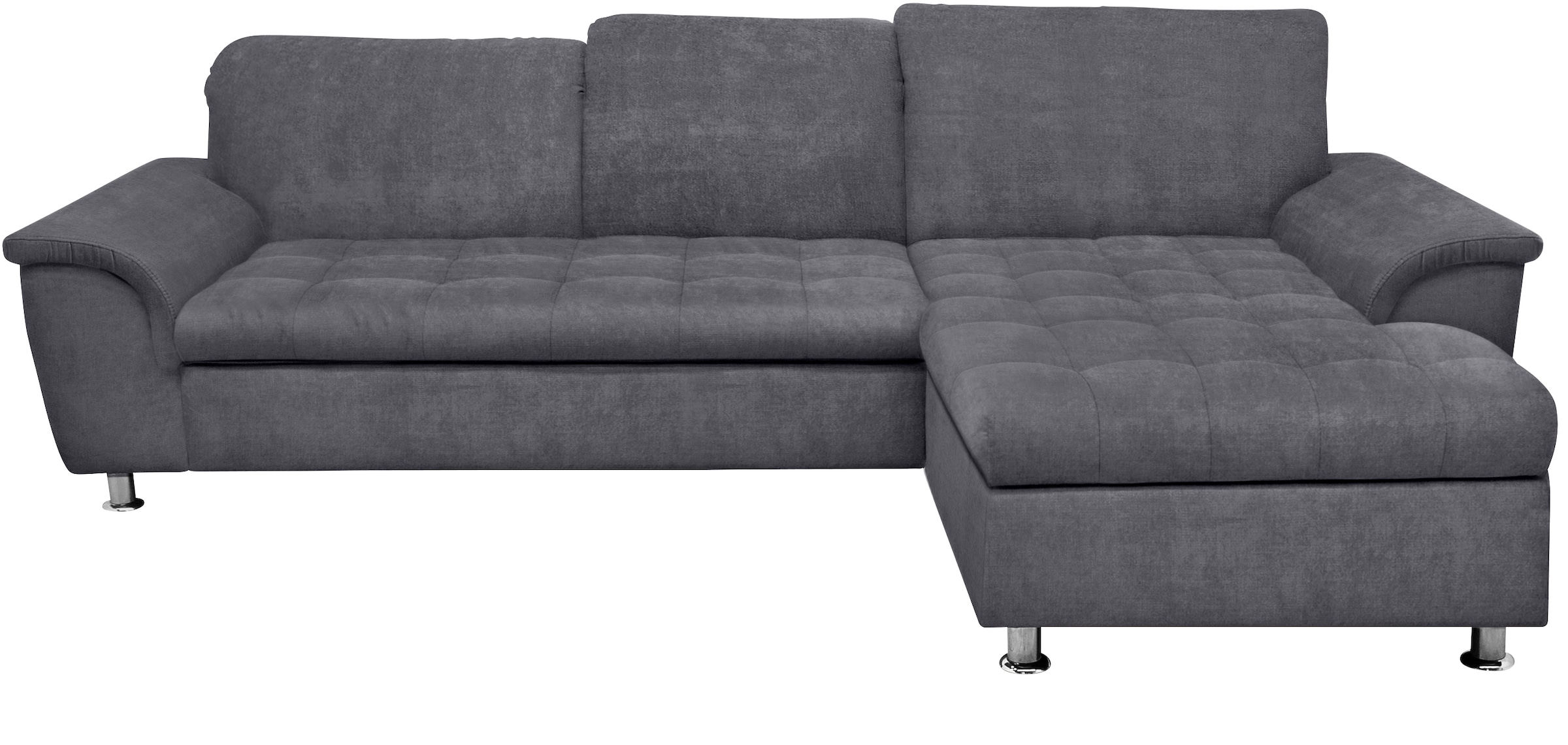 Image of DOMO collection Ecksofa "FRANZI 278x162 cm, L-Form, bequem, belastbar bis 140 kg/Sitz" Chenille, dunkelgrau
