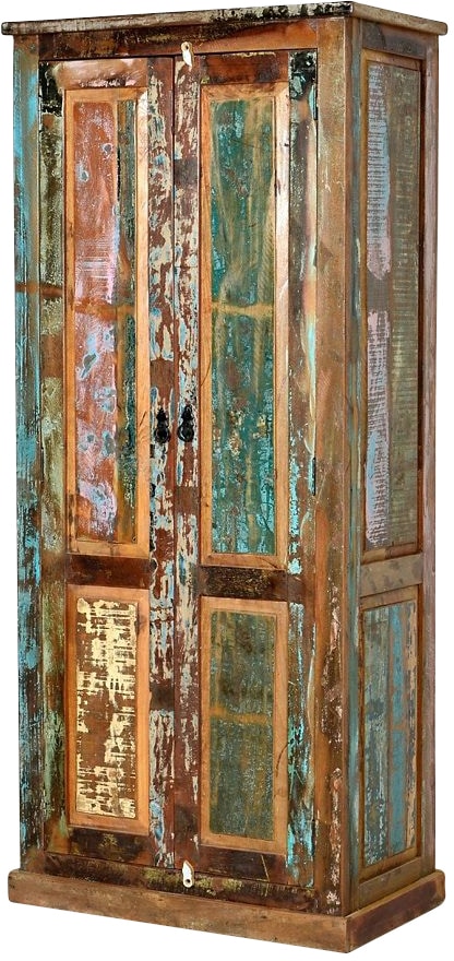 Image of SIT Garderobenschrank "Tübingen aus Altholz mit Kleiderstange & Stauraum" Flexible Innenaufteilung mit Kleiderstange und 3 Einlegeböden
