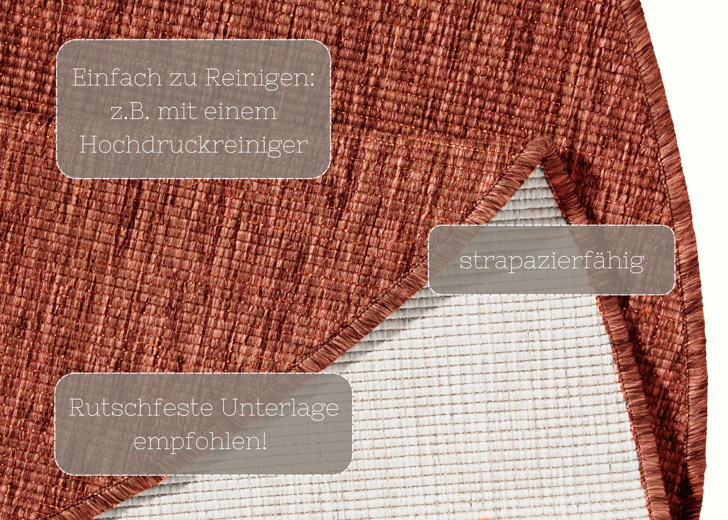 NORTHRUGS Teppich »Miami Wendeteppich«, rund, 5 mm Höhe, In-& Outdoor, Wetterfest, Balkon, Garten, Wohnzimmer, Wasserfest