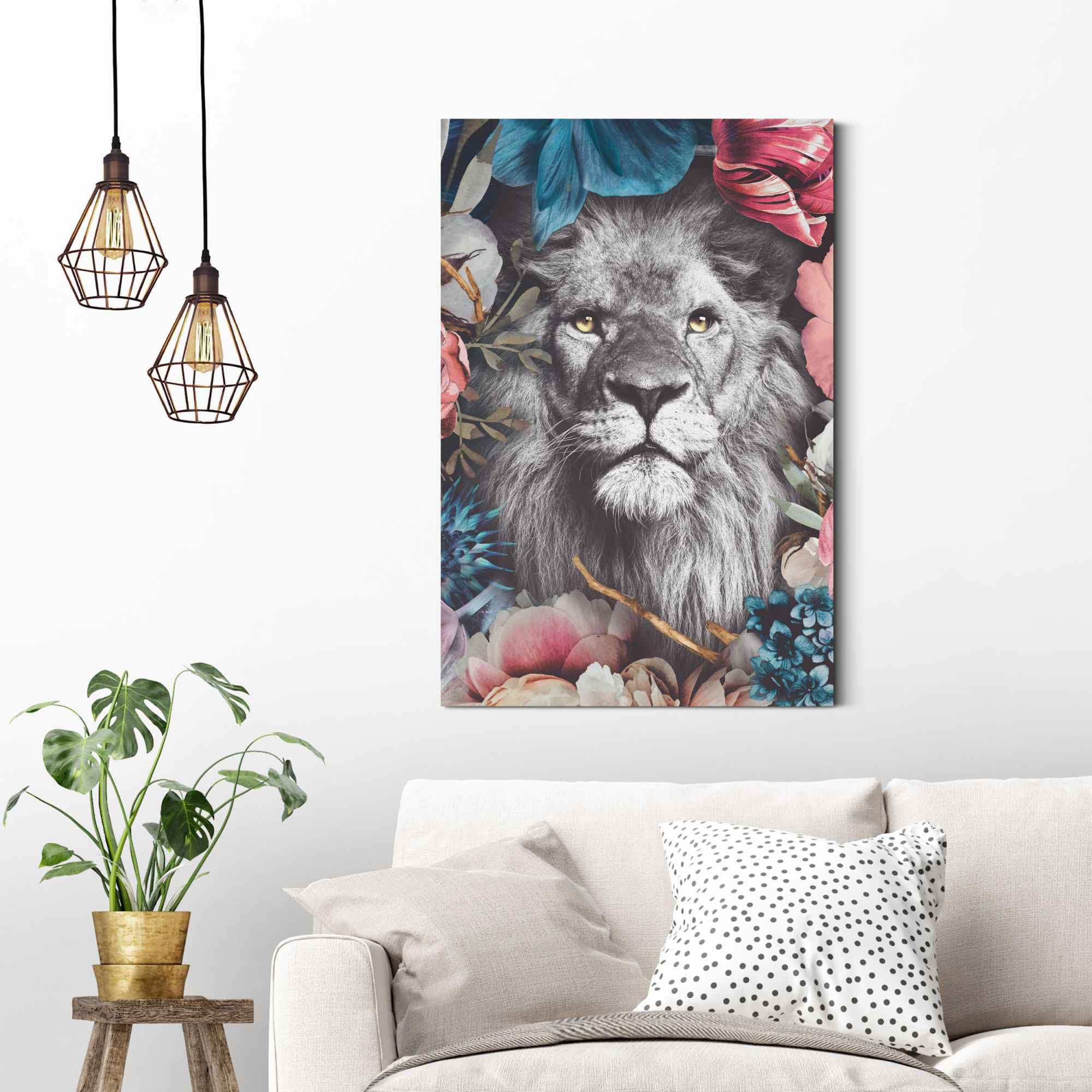 Reinders! Wandbild (1 Löwe - Farbenfroh«, Pflanzen - St.) »Wandbild Löwen, kaufen Blumenkranz