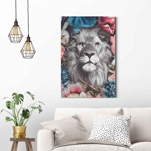 Reinders! Wandbild »Wandbild Löwe Blumenkranz - Pflanzen - Farbenfroh«,  Löwen, (1 St.) kaufen