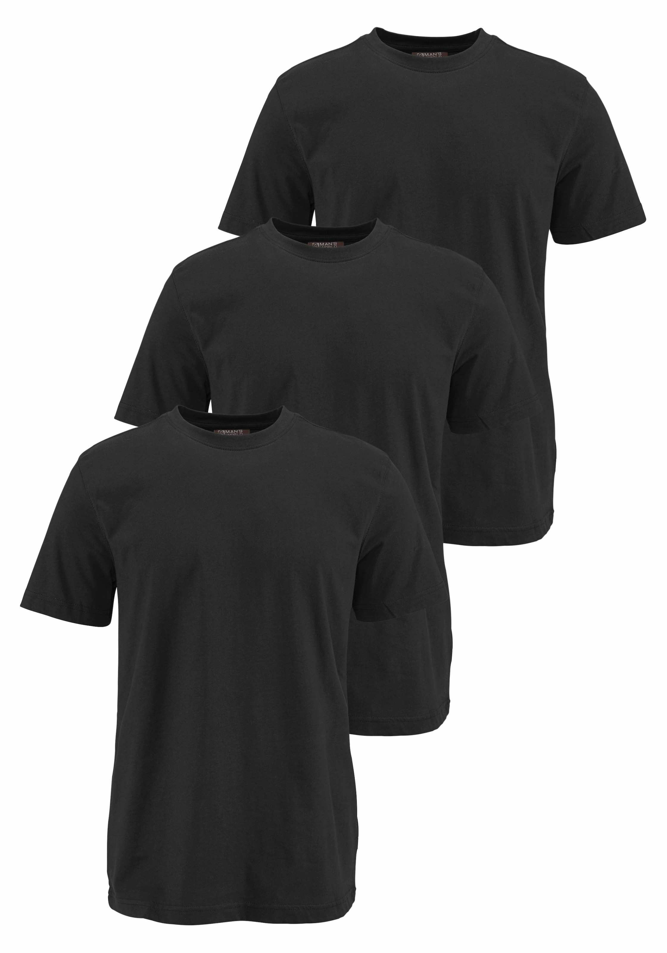 T-Shirt, Kurzarm, unifarben, Rundhals, aus Baumwolle, im 3er-Pack