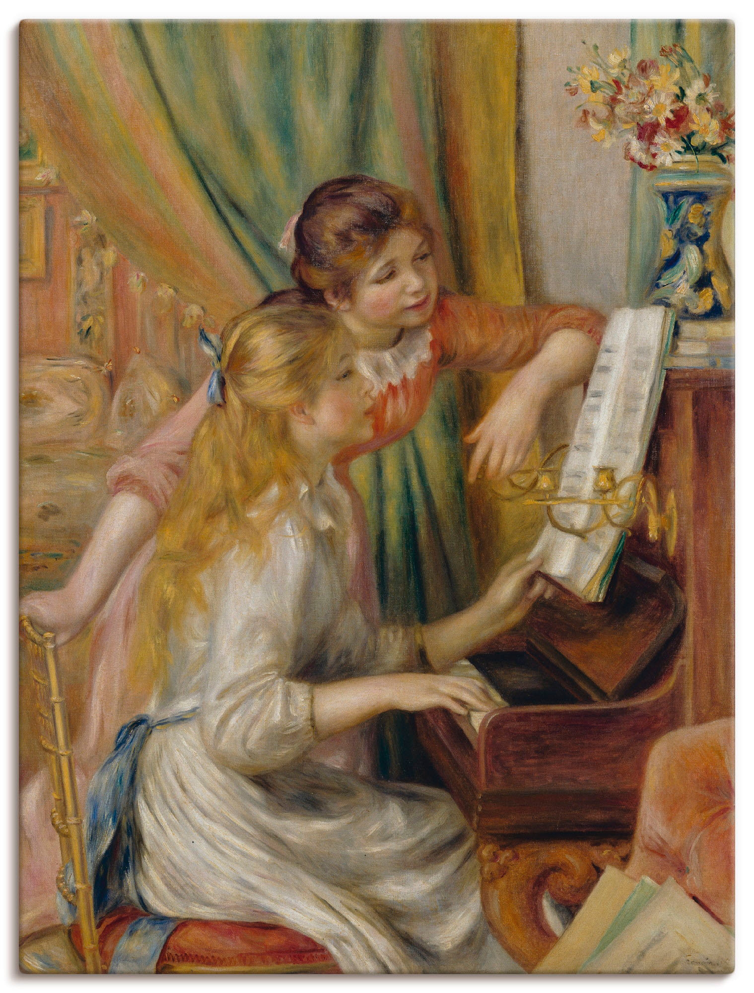 Image of Artland Leinwandbild "Zwei Mädchen am Klavier" 1 Stk. tlg. auf Holzrahmen gespannt