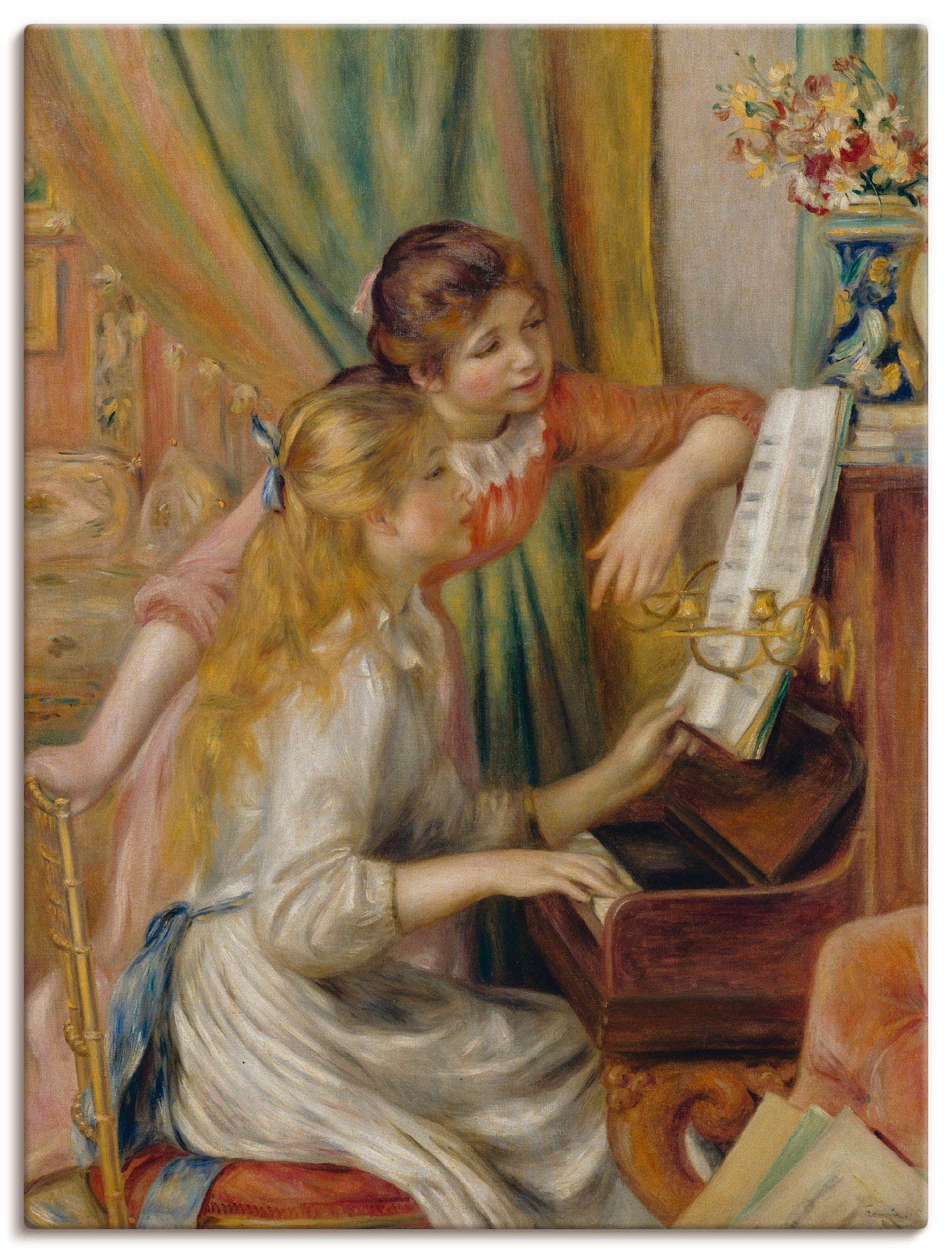 Image of Artland Leinwandbild "Zwei Mädchen am Klavier" Kind 1 Stk. tlg. auf Holzrahmen gespannt