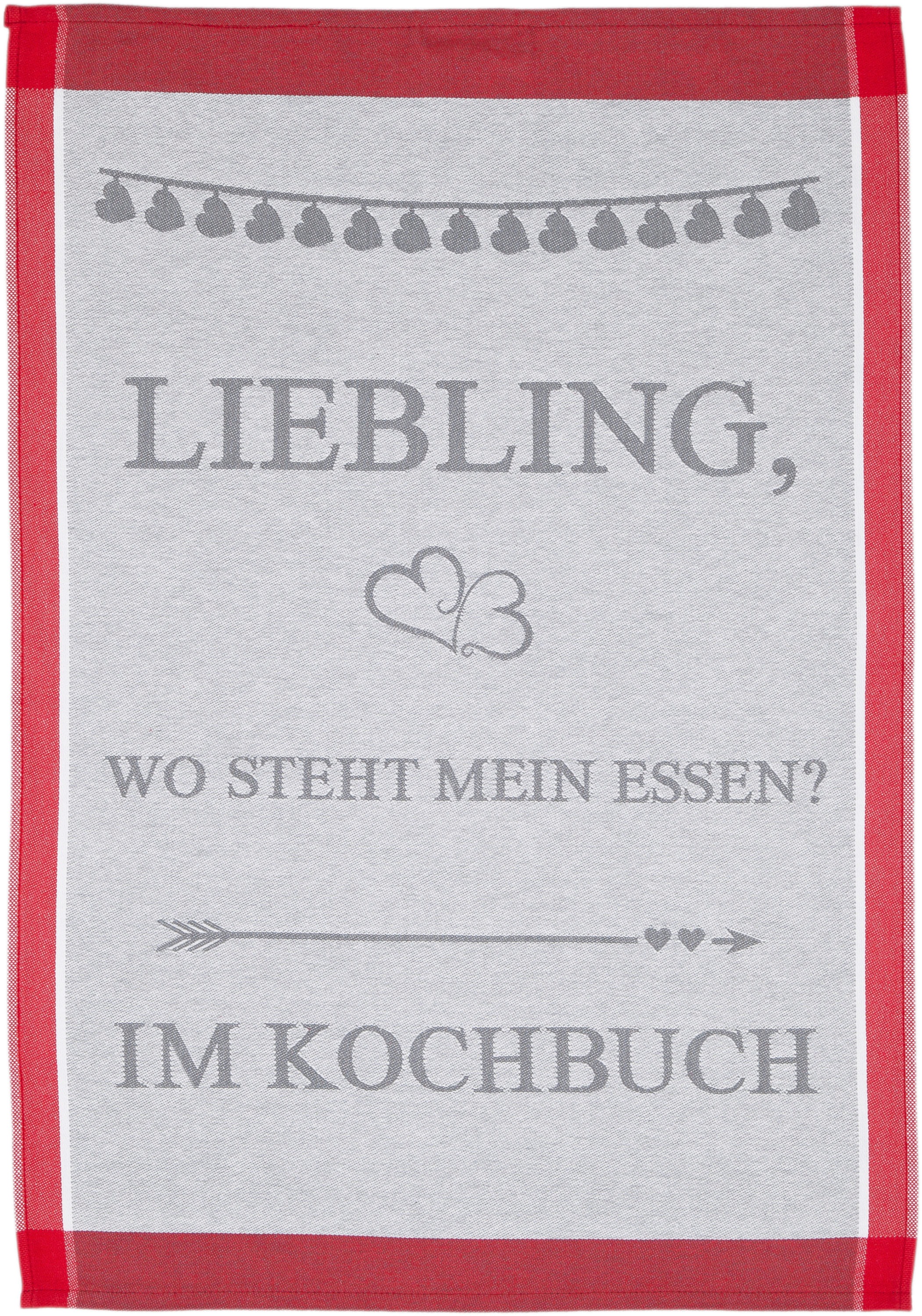 ROSS Geschirrtuch "Liebling, wo steht mein essen… im Kochbuch" Sprüchetuch, aus 100% Baumwolle
