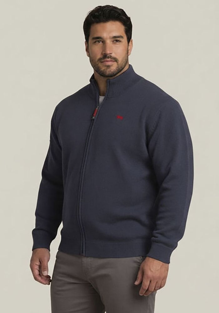 Image of Mans World Plus Strickjacke "auch in Grosse Grössen bis Gr. 7XL" Regular Fit, Langarm, mit Stehkragen, mit Reissverschluss