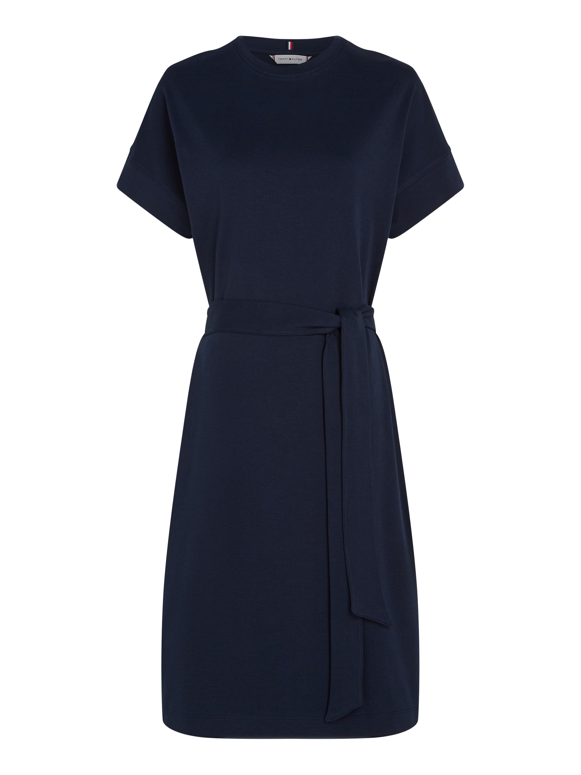 Tommy Hilfiger A-Linien-Kleid »COTTON INTERLOCK SHORT DRESS«, mit Bindeband