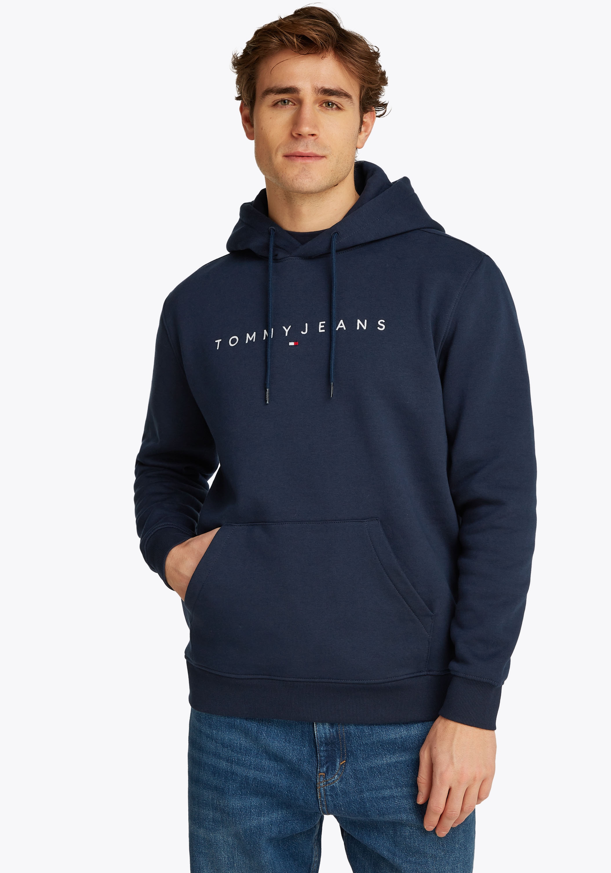 Image of Tommy Jeans Hoodie "TJM REG LINEAR LOGO HOODIE EXT", mit Logo-Stickerei