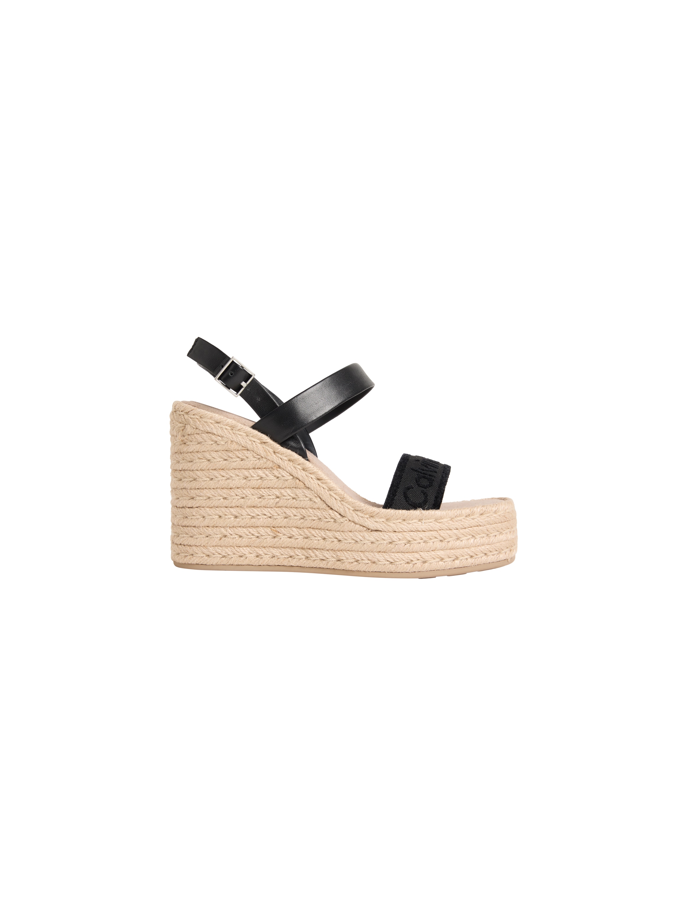 Calvin Klein Sandales compensées »WEDGE ESPAD 70 WEBBING LTH«  Sandale d'été à plateforme, talon compensé, avec garniture en raphia