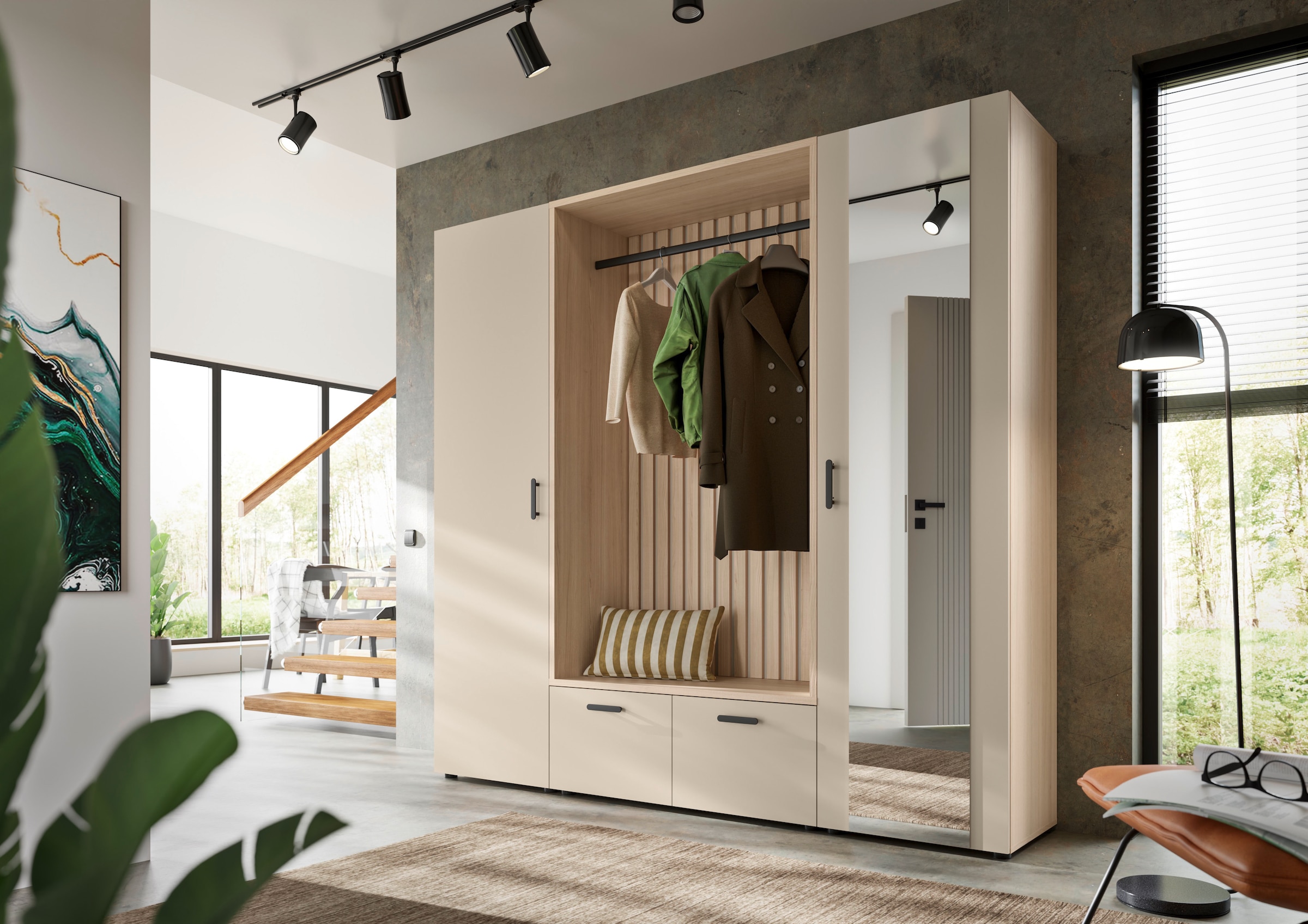 HBZ Ensemble de vestiaires »Hannover Kompaktgarderobe B/H/T 210x200x45 cm« 4 cuis tlg.