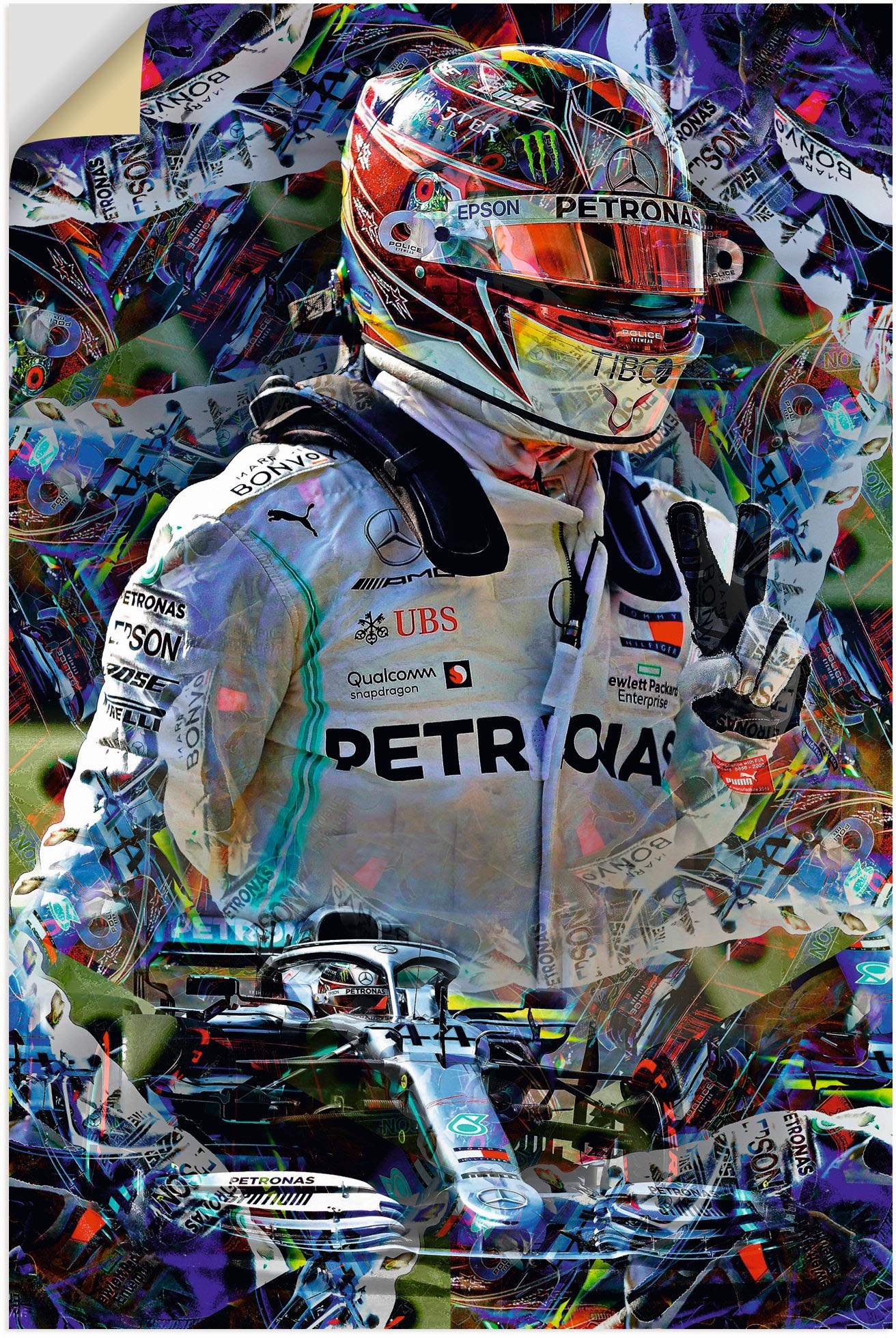 Image of Artland Wandbild »Lewis Hamilton alias LH44«, Bilder von Männern, (1 St.), in vielen Grössen & Produktarten - Alubild / Outdoorbild für den Aussenbereich, Leinwandbild, Poster, Wandaufkleber / Wandtattoo auch für Badezimmer geeignet bei Ackermann Versand 
