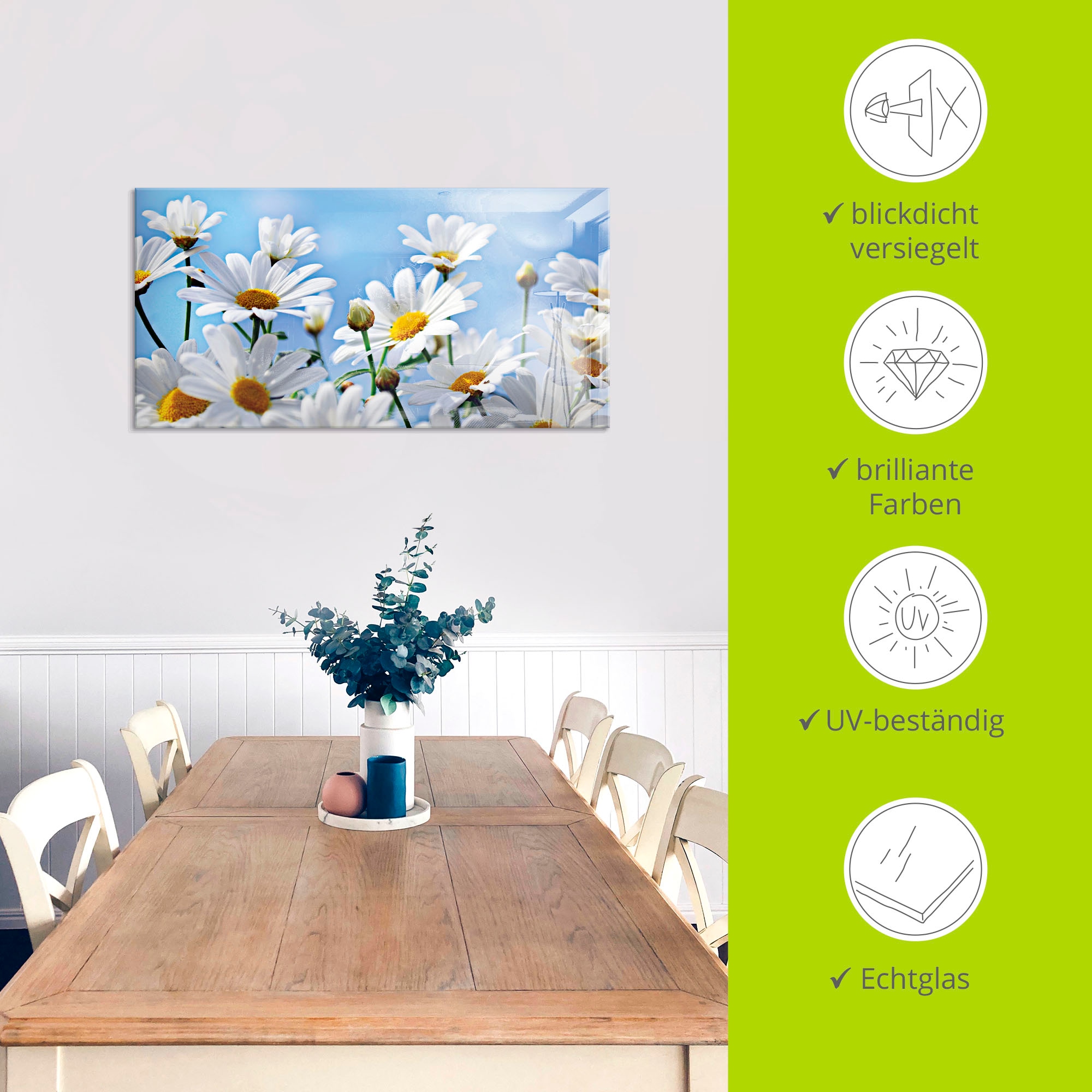 Artland Glasbild »Blumen - Margeriten«, Blumen, (1 St.), in verschiedenen Grössen