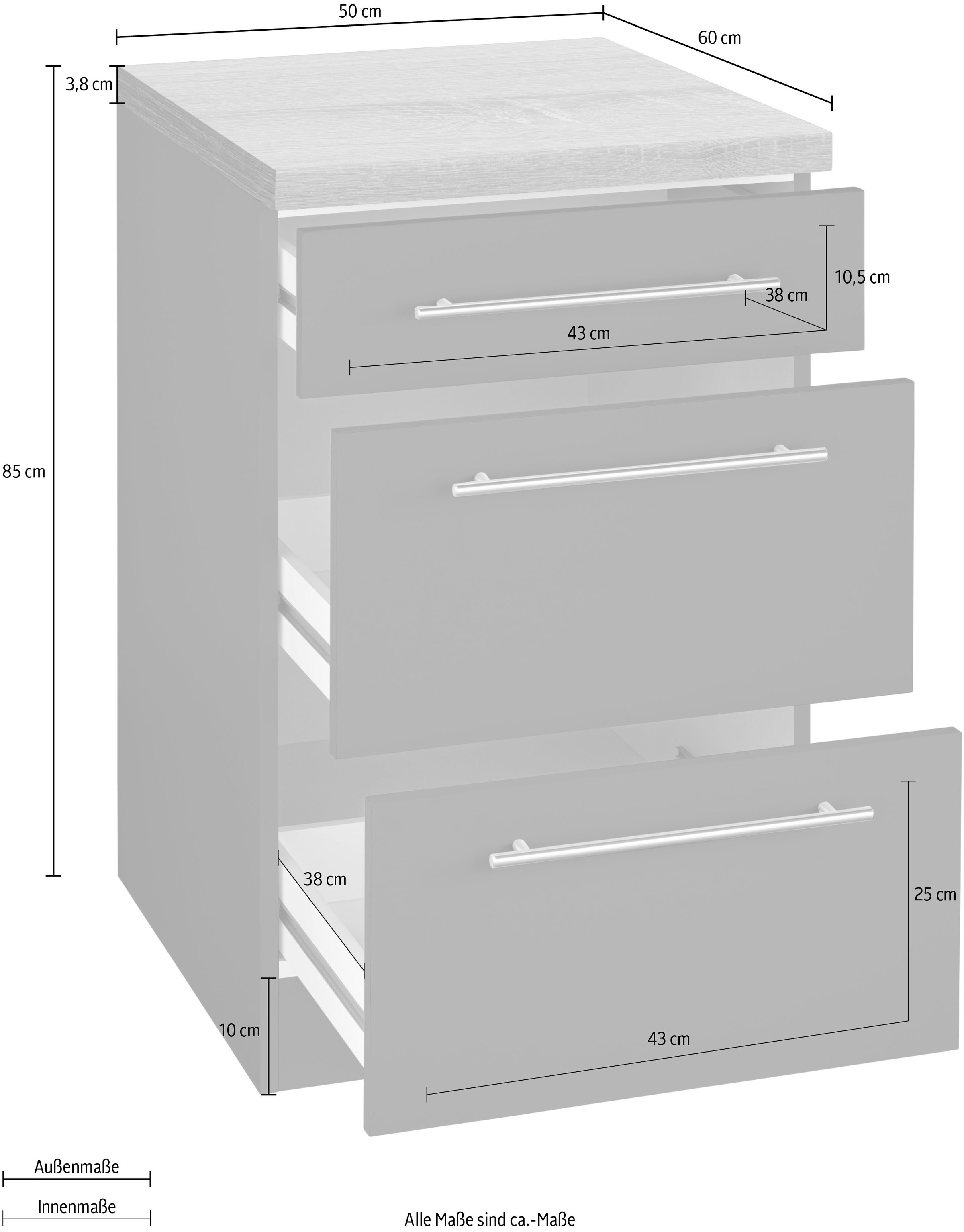 wiho Küchen Armoire basse »Unna« 50 cm breit, mit 2 grossen Auszügen