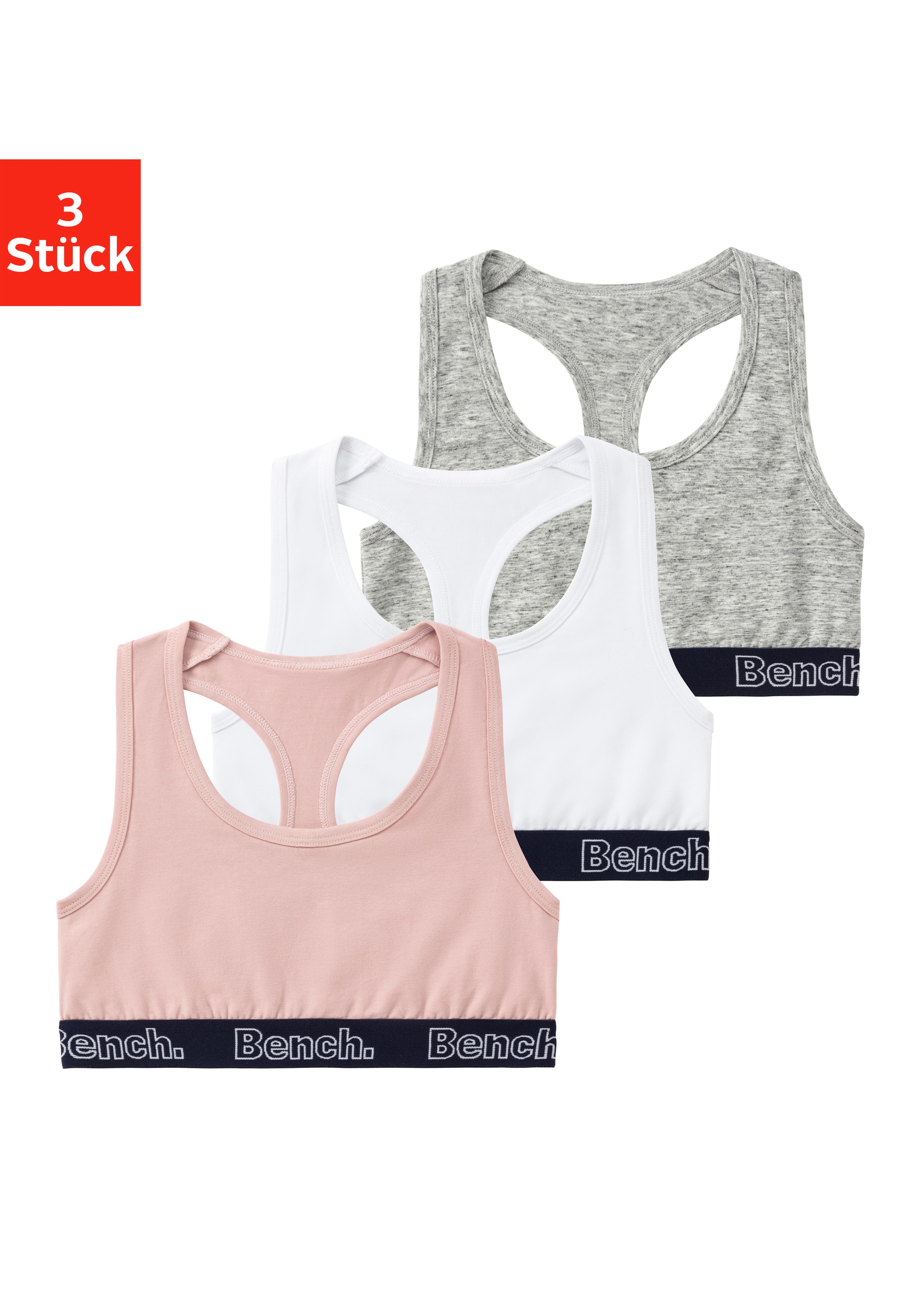 Image of Bench. Bustier Packung, 3 in sportlicher Optik mit Ringerrücken