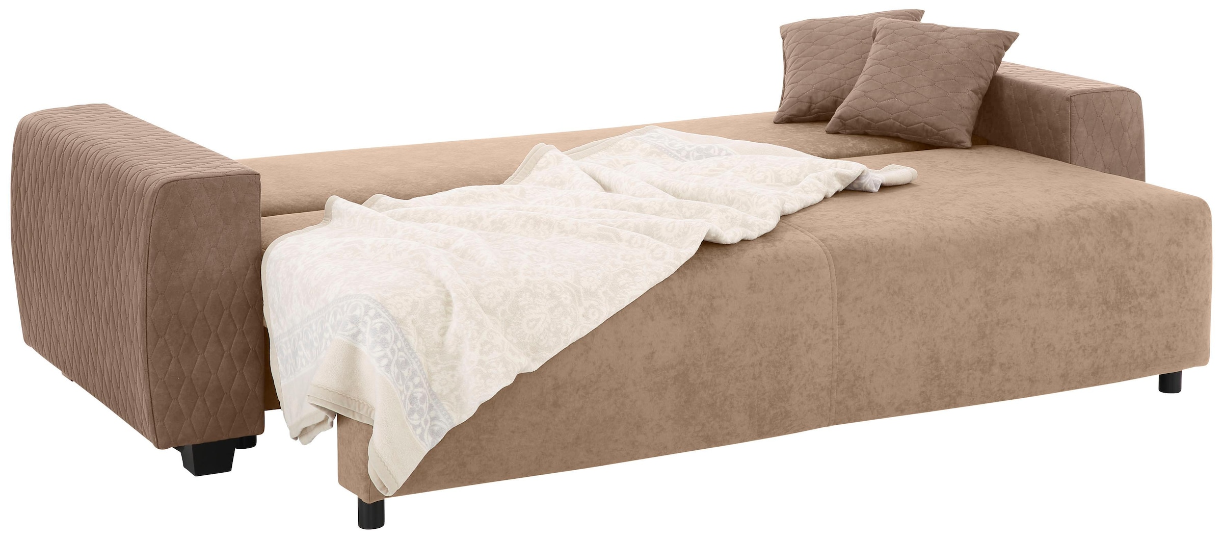 Home affaire Schlafsofa »Bella, B: 241 cm, Liegefl. 142x194 cm« mit Bettfunktion, Bettkasten & 2 Zierkissen, Federkern