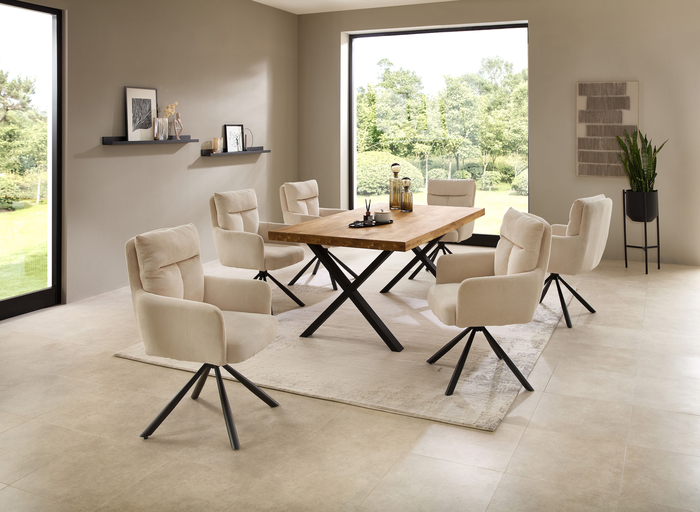 Stolkom Table de salle à manger »Chris Esszimmertisch Eiche Massivholz, BxHxT 110x47x70 cm« Gerade Kante, Industrial Style Eiche Massivholz