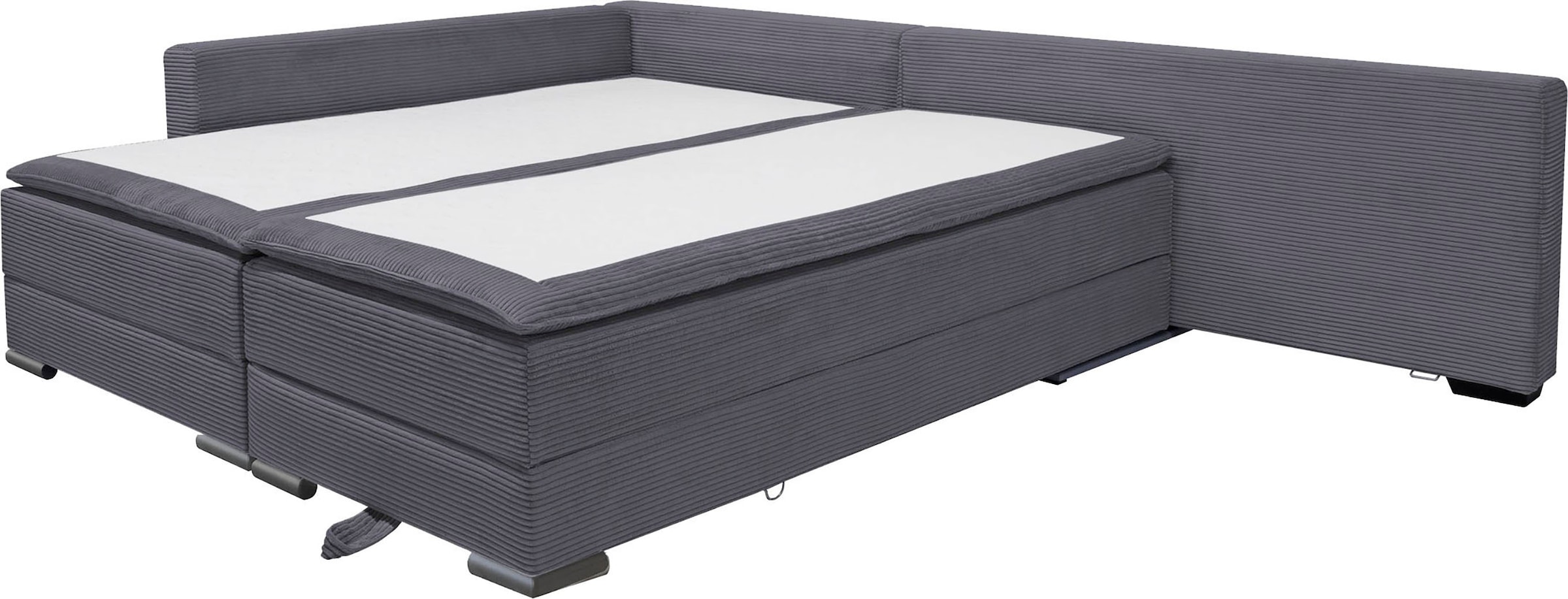Home affaire Ecksofa »Night & Day L-Form, B: 321 cm, mit Dauer-Schlaffunktion 180x200 cm« Bettfunktion, Bettkasten, Topper & 3 Zierkissen, Boxspringbett in Cord