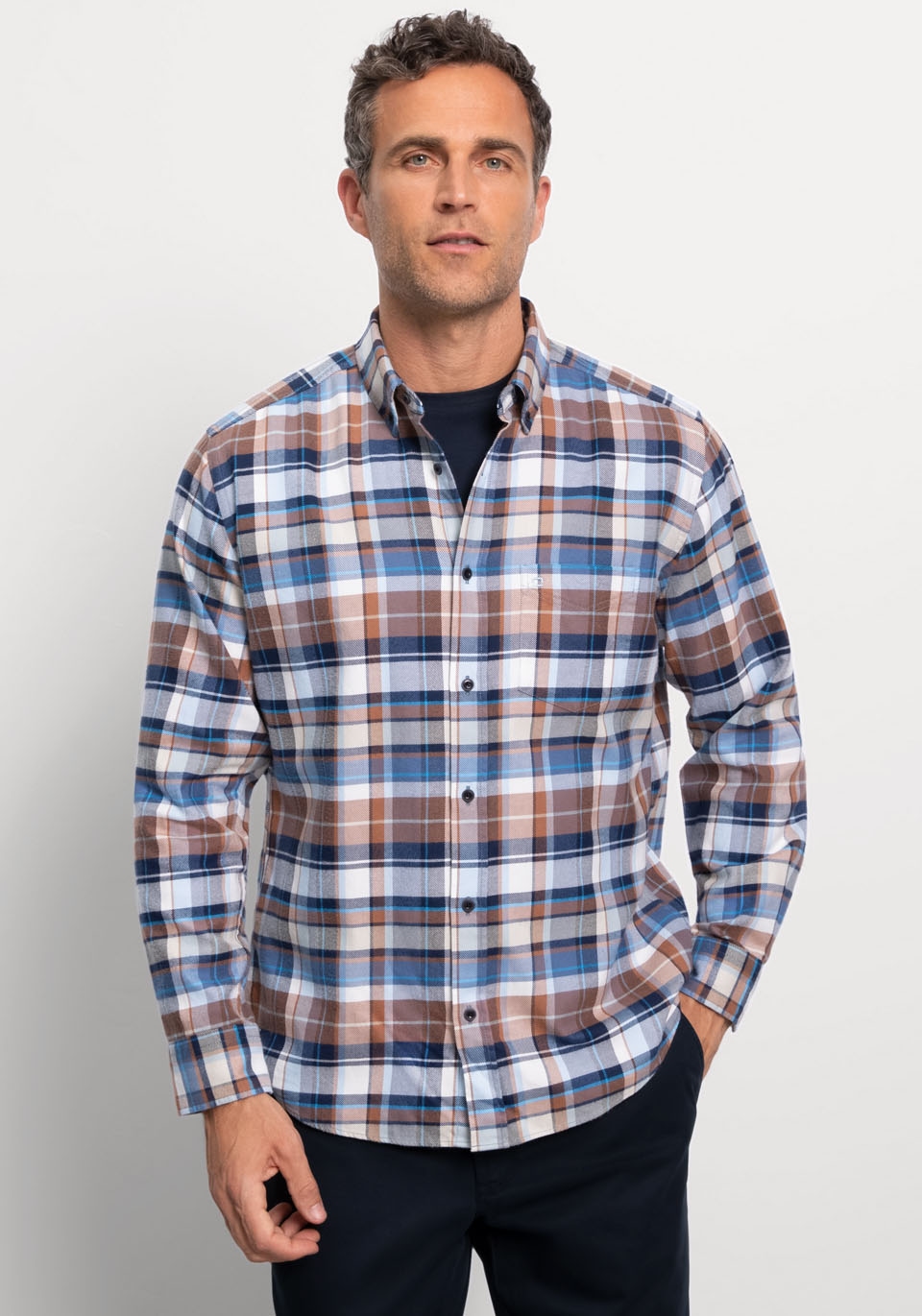 Image of OLYMP Langarmhemd "Casual" im Karodessin, Button-down-Kragen