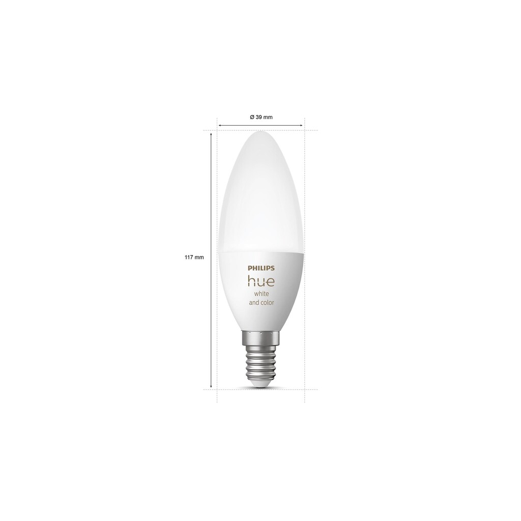 Philips Hue Spezialleuchtmittel »White & Color«, E14, Farbwechsler-Neutralweiss-Tageslichtweiss-Kaltweiss-Warmweiss