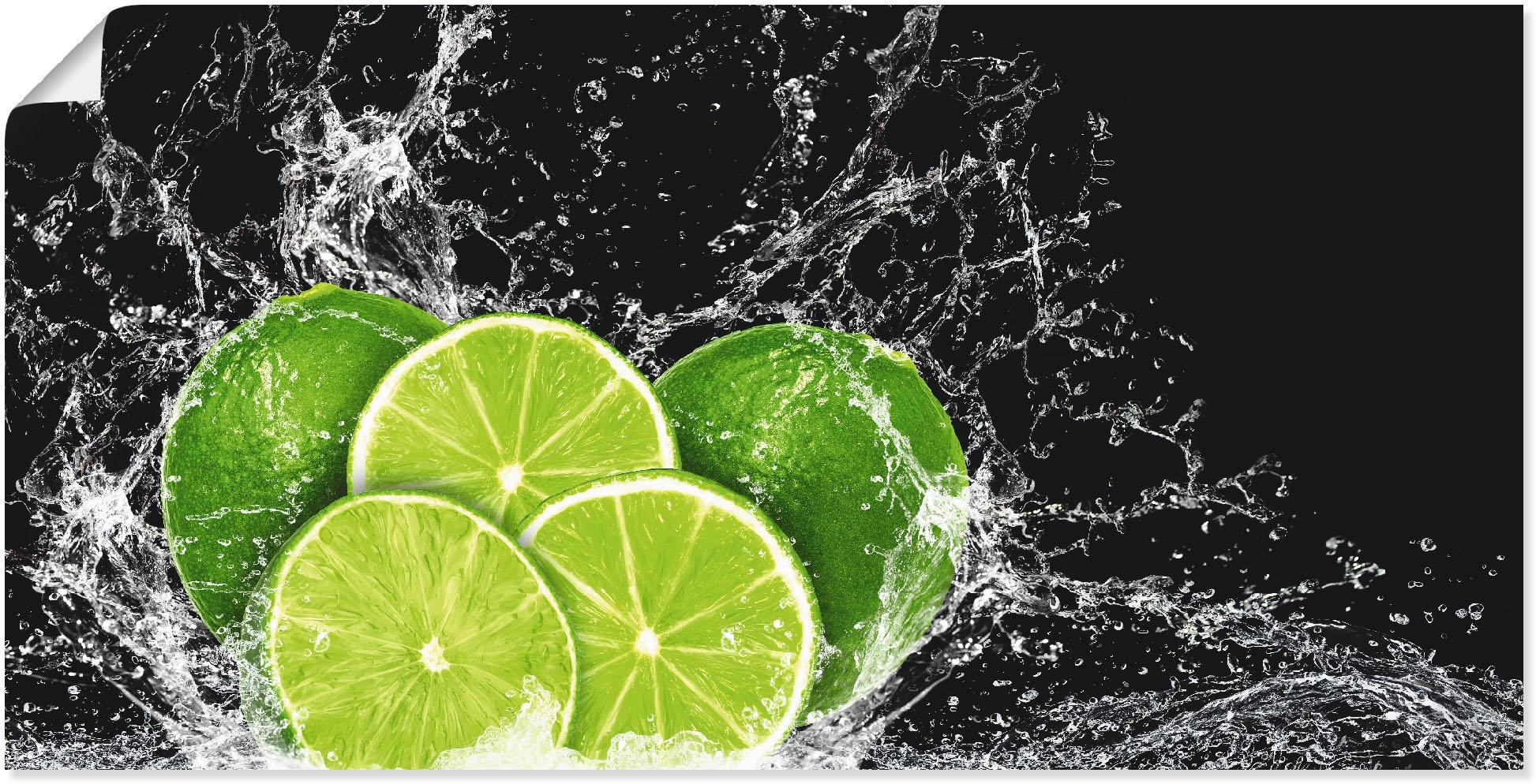 Image of Artland Wandbild "Limone mit Spritzwasser" Obst Bilder 1 Stk. tlg. als Leinwandbild, Poster, Wandaufkleber in verschied. Grössen