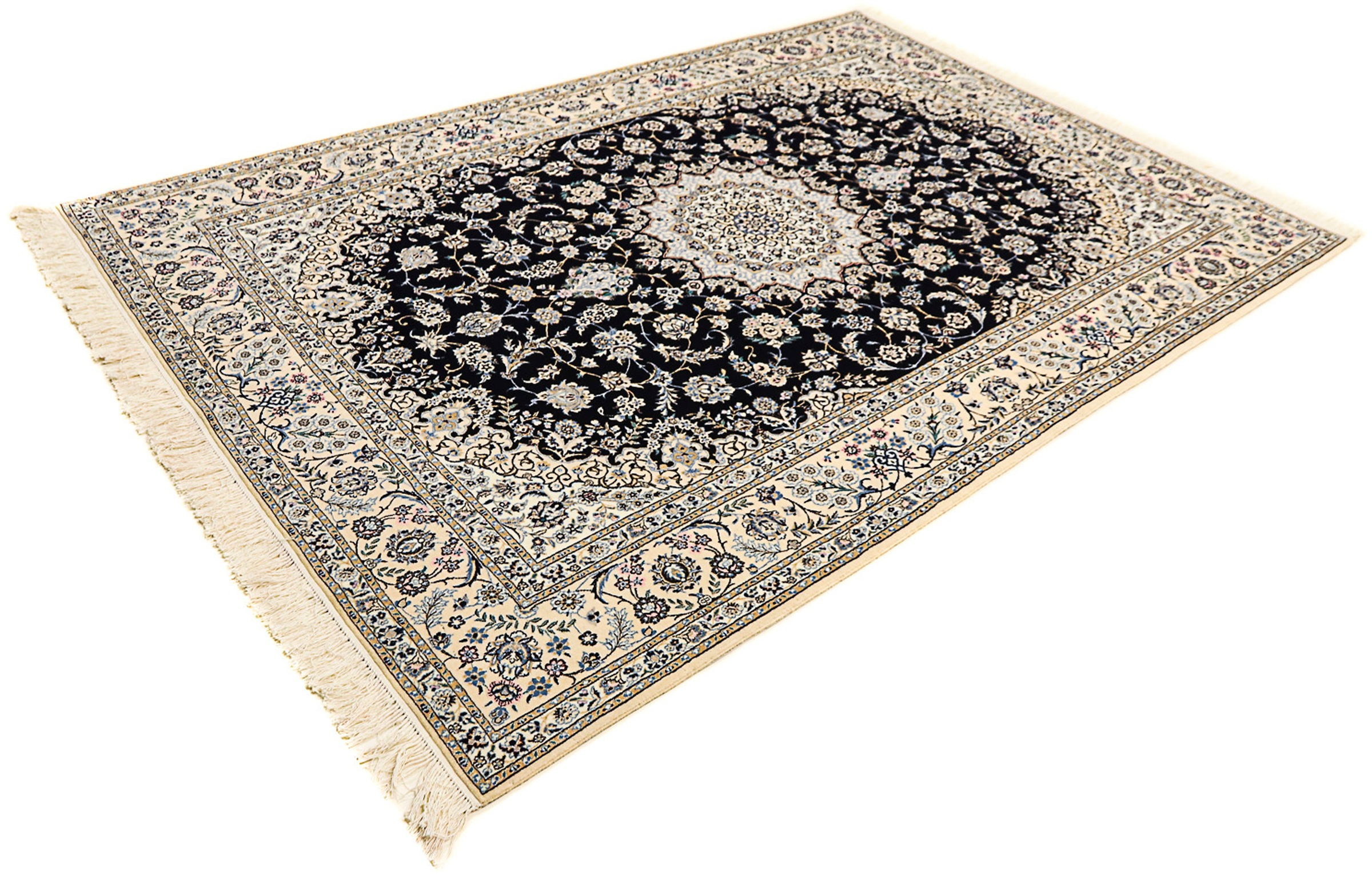 Image of morgenland Orientteppich »Perser - Nain - Premium - 246 x 167 cm - dunkelblau«, rechteckig, 6 mm Höhe, Wohnzimmer, Handgeknüpft, Einzelstück mit Zertifikat bei Ackermann Versand Schweiz