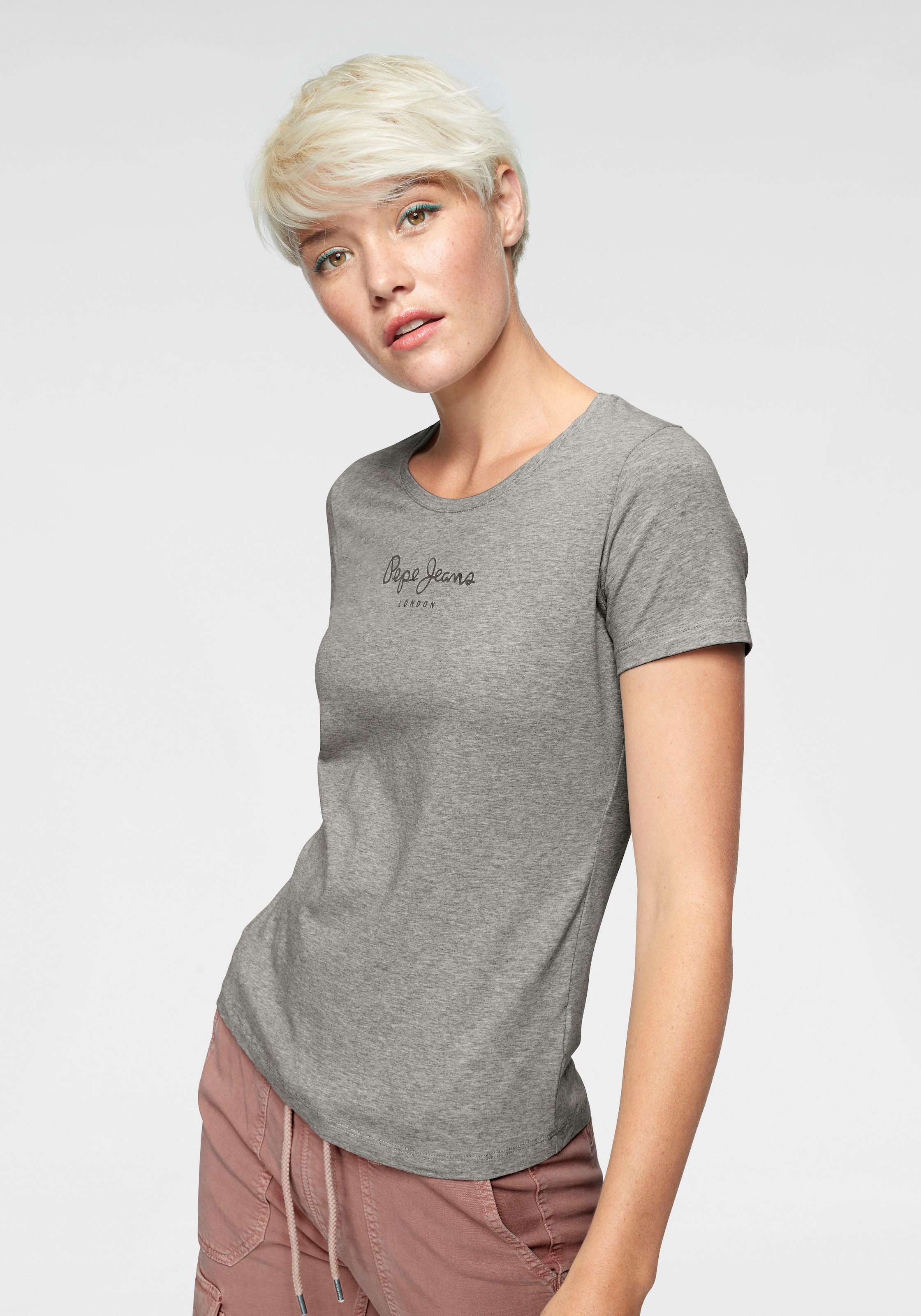 mit bestellen ♕ VIRGINIA«, versandkostenfrei Logo-Print Jeans Pepe »NEW T-Shirt