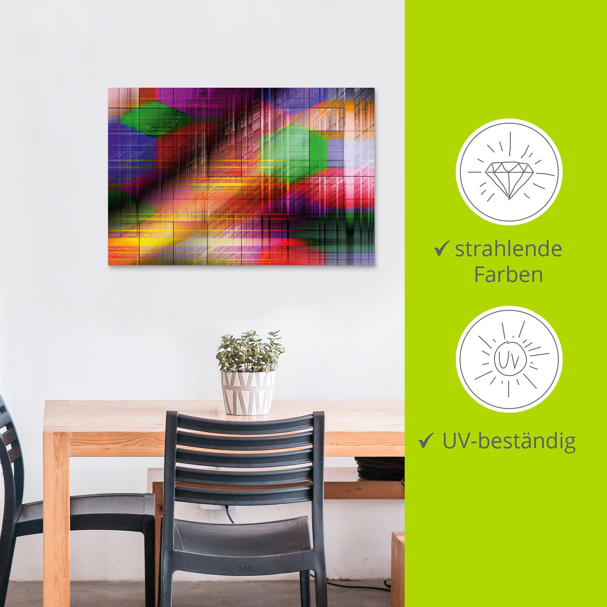 Artland Alu-Dibond-Druck »Bunte Linien II«, Muster, (1 St.), für Innen- und Aussenbereich geeignet, Outdoorbild