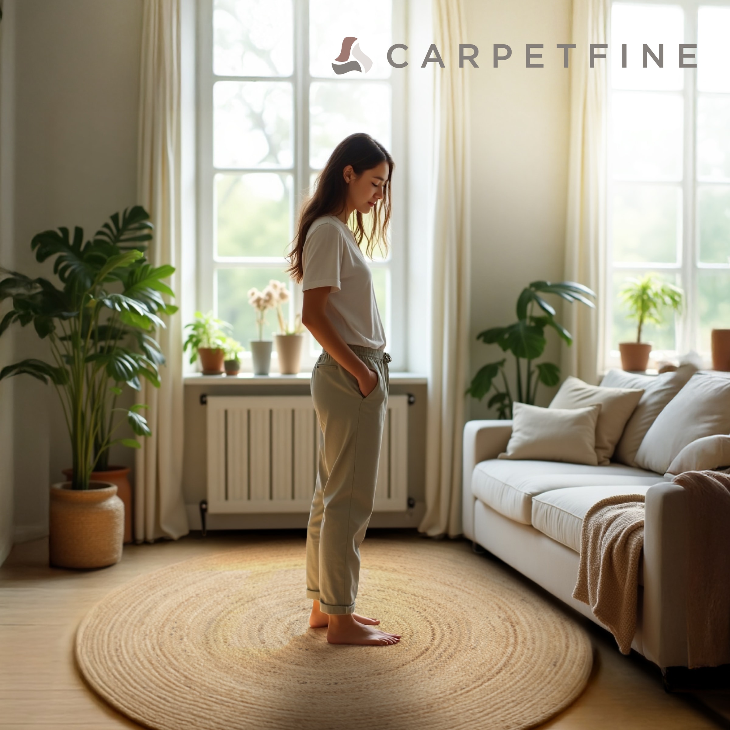 carpetfine Teppich »Nele Juteteppich Naturfaser«, rund, 6 mm Höhe, geflochtener Wendeteppich aus 100%Jute, in rund und oval, viele Grössen