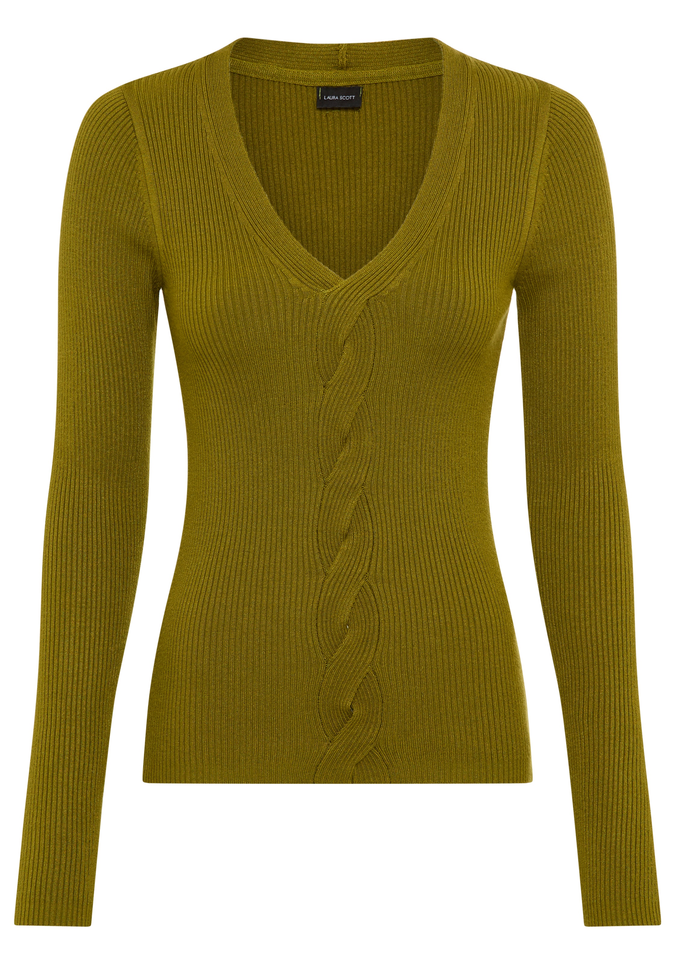 Laura Scott V-Ausschnitt-Pullover, mit Zopfmuster - NEUE KOLLEKTION