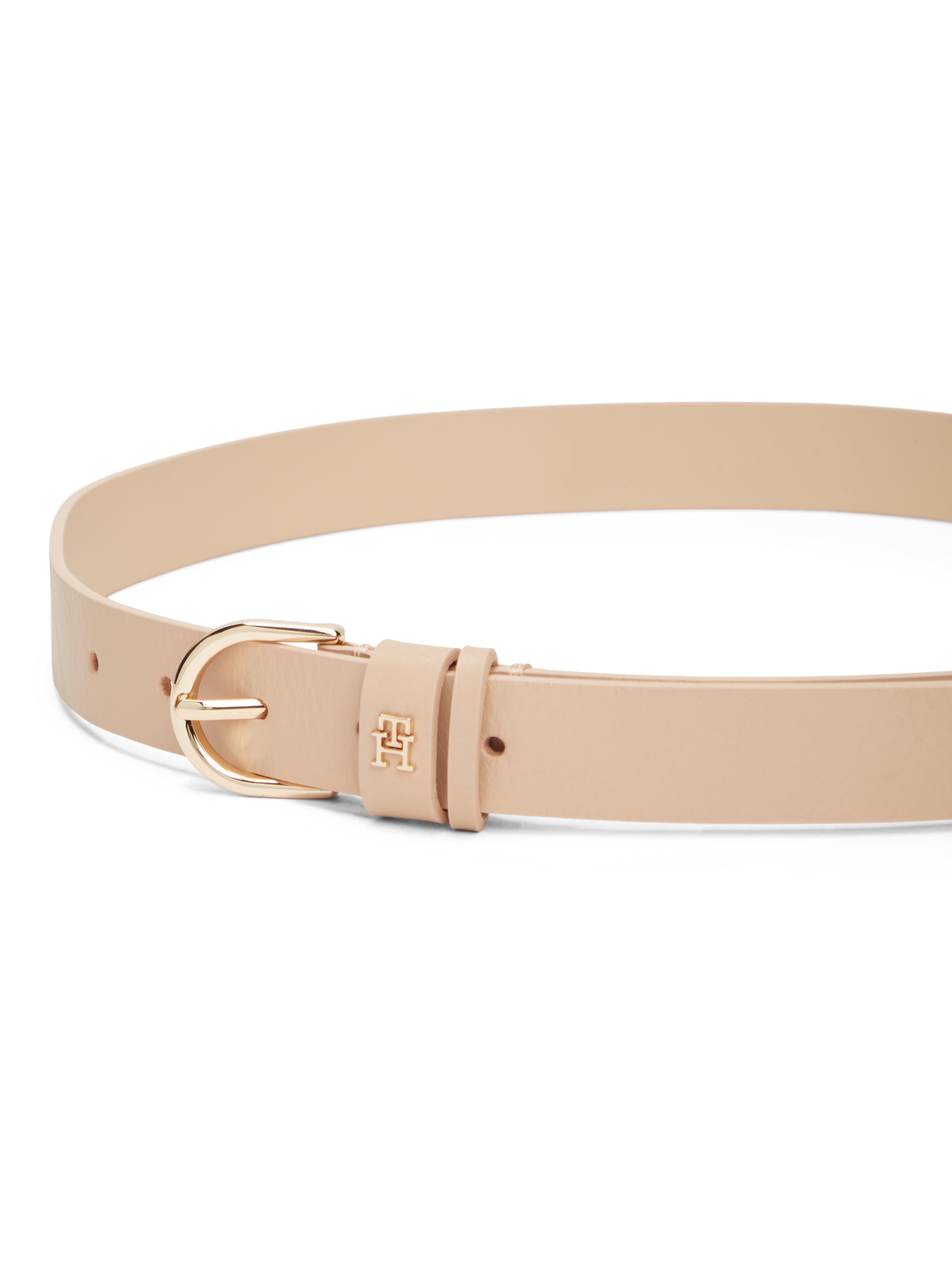 Tommy Hilfiger Ledergürtel »ESSENTIAL EFFORTLESS 2.5 cm breit GOLD« Logoemblem, weiche Haptik, ovale Einfachdornschliesse