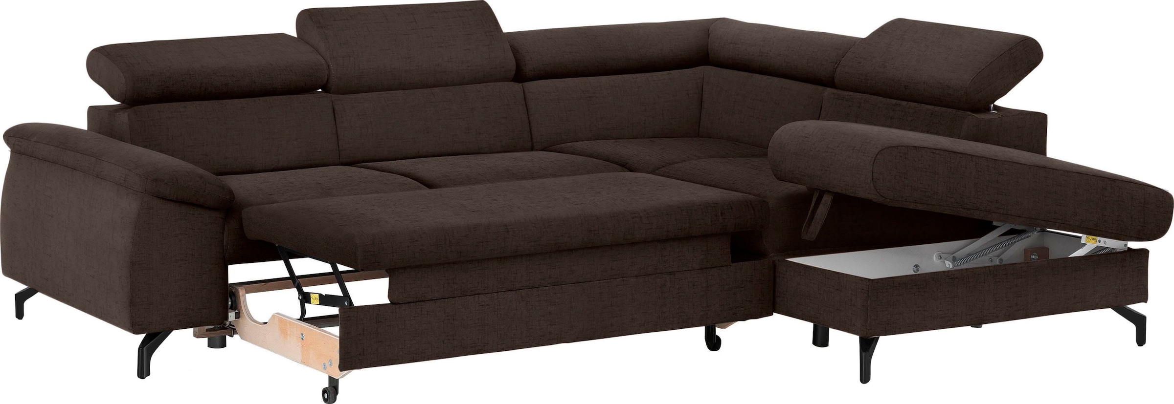 COTTA Polstergarnitur »Komaris L-Form«, (Set), Set bestehend aus: Ecksofa mit Kopfteilverstellung & Hocker