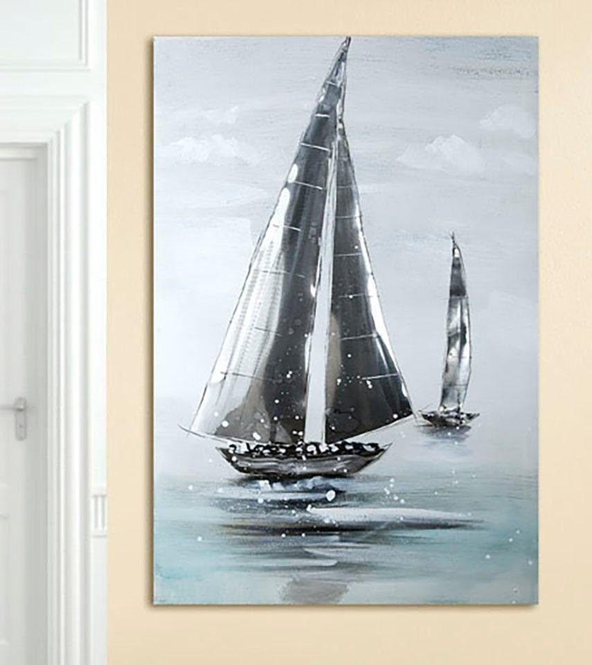 Image of GILDE Leinwandbild »Gemälde Sailing Boat«, Boote & Schiffe, (1 St.), handgemalt, 60x90cm, Motiv Segelboote, maritim, dekorativ im Wohnzimmer & Schlafzimmer bei Ackermann Versand Schweiz